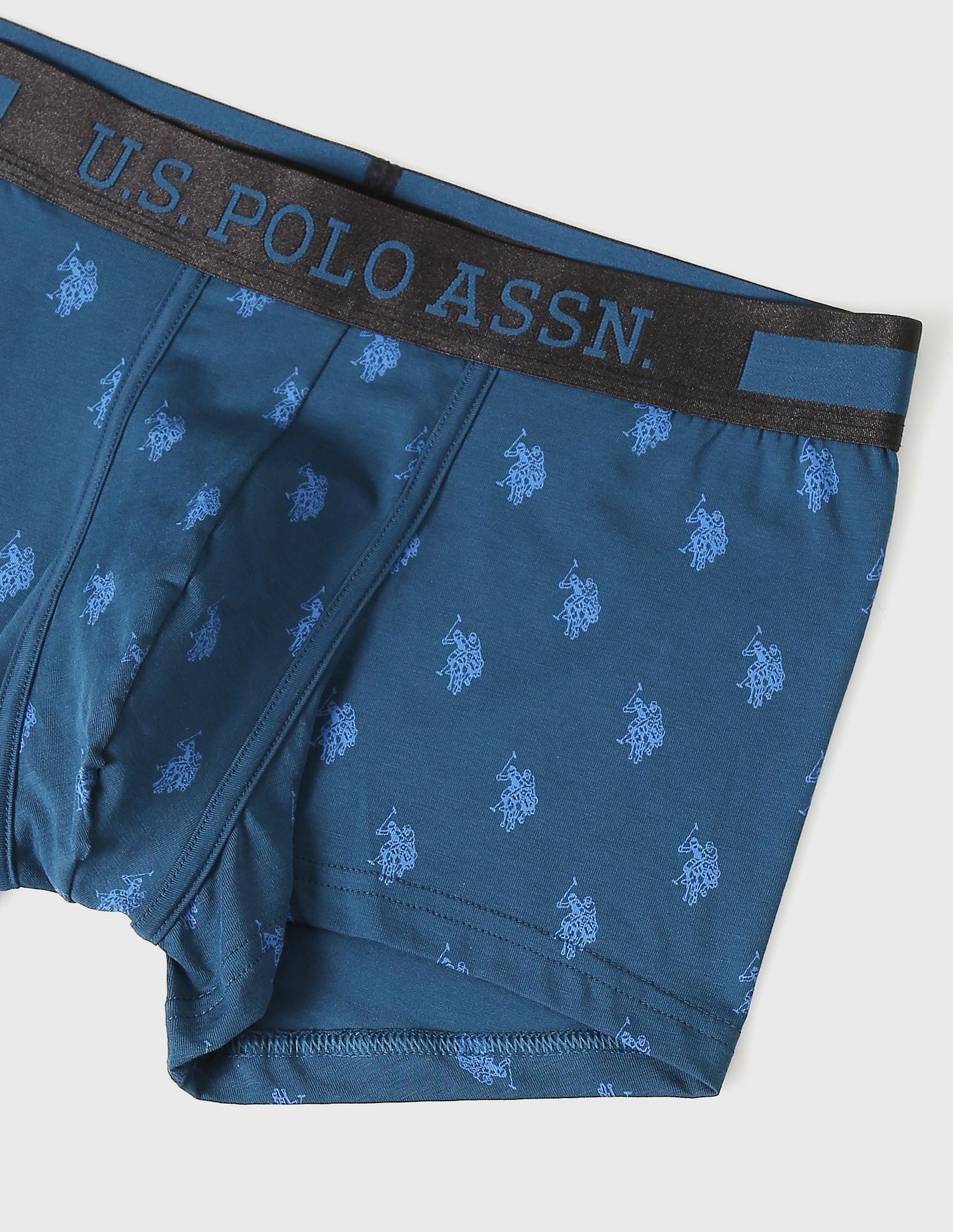 Mid Rise Brand Print PT002 Premium Trunks - Pack Of 1 Blue Opal - U.S. POLO ASSN. | Large