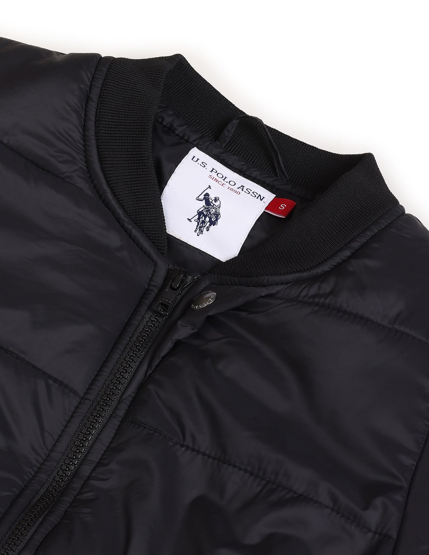 Solid Padded Cropped Bomber Jacket Black - U.S. Polo Assn. India | Large