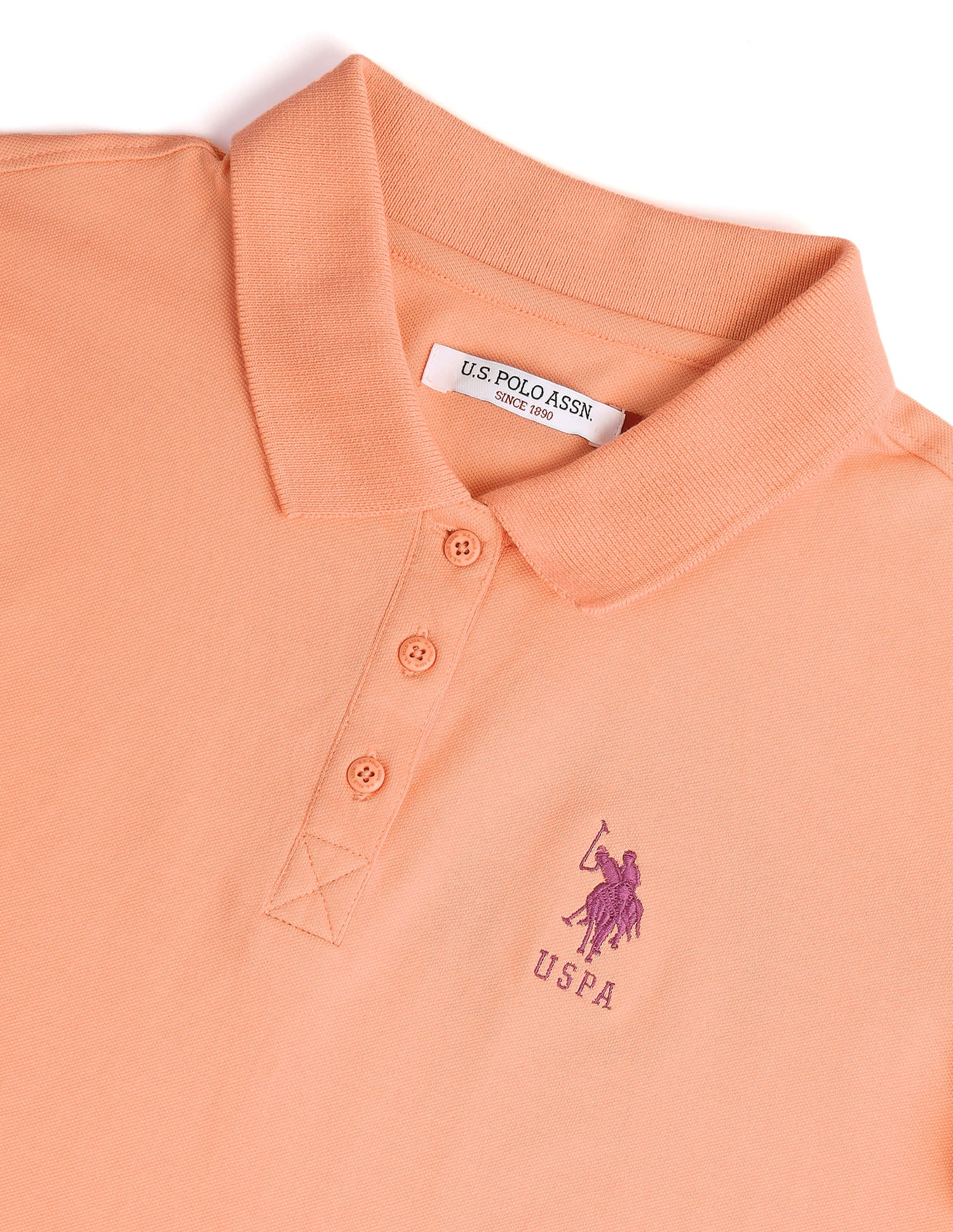Cotton Stretch Logo Polo Shirt Peach - U.S. Polo Assn. India | Large