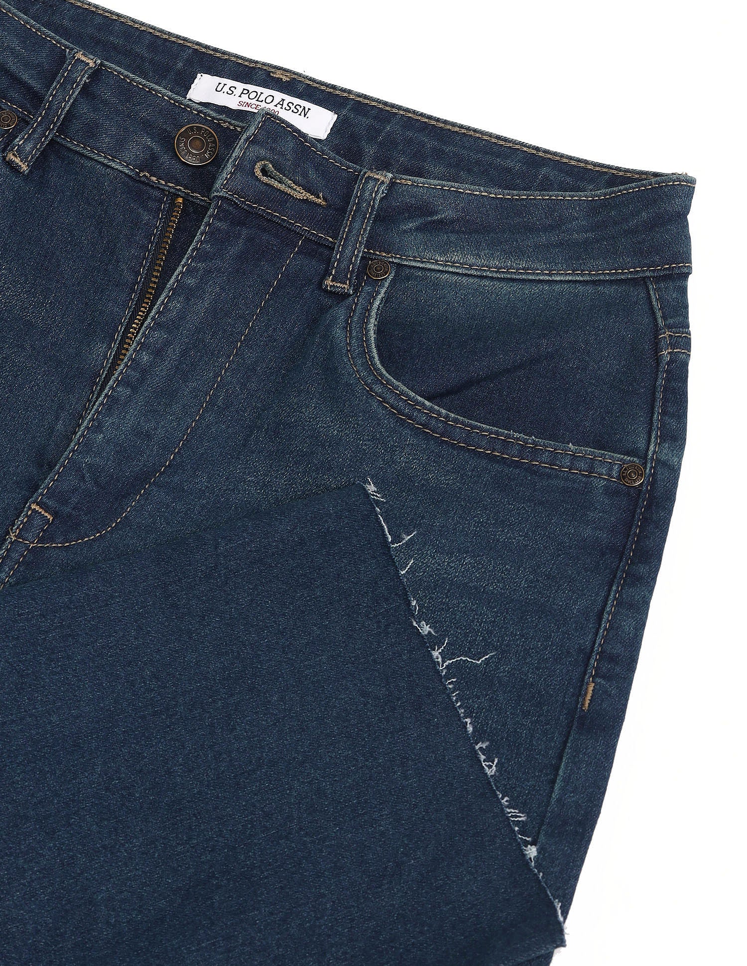 High Rise Straight Fit Jeans Dark Blue - U.S. POLO ASSN. | Large