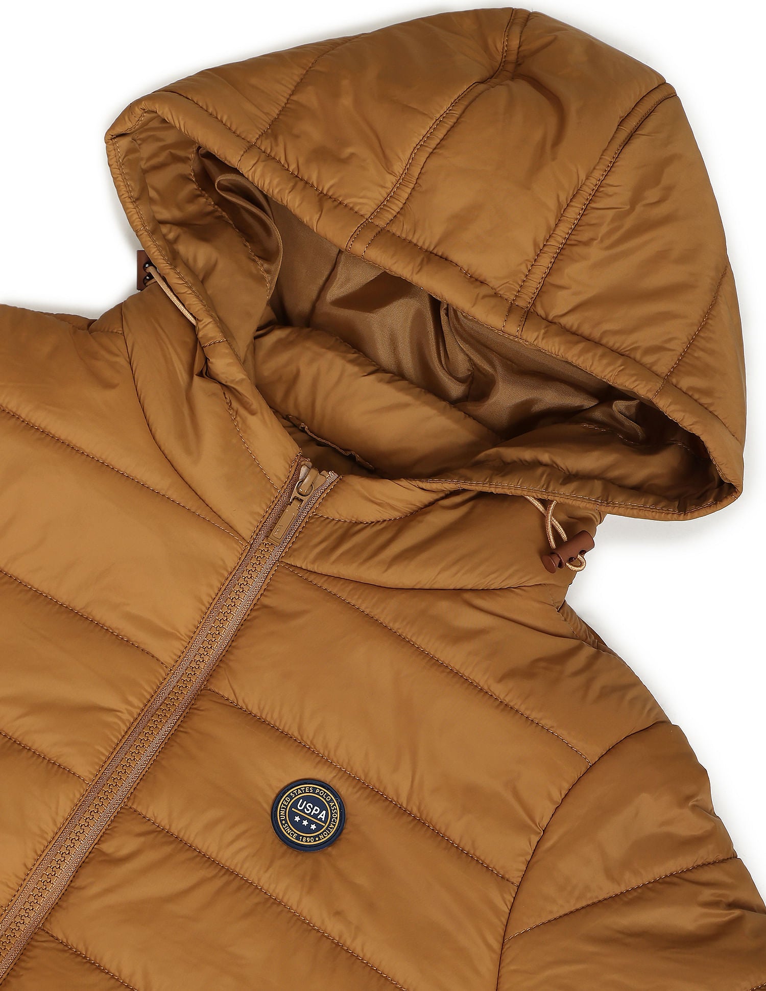 Nylon Hooded Puffer Jacket Tan - U.S. Polo Assn. India | Large