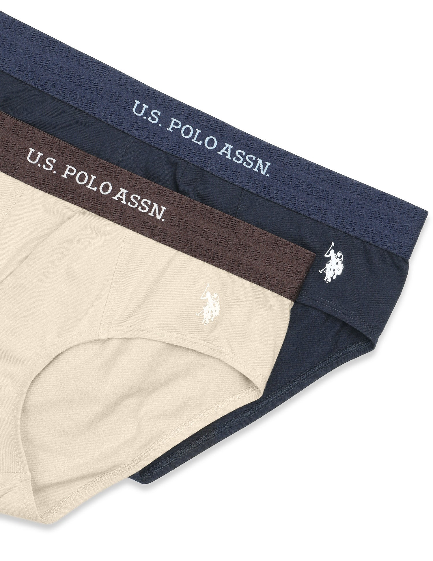 Antibacterial Dual Layered OEB21 Brief - Pack Of 2 Oatmeal /Navy - U.S. Polo Assn. India | Large