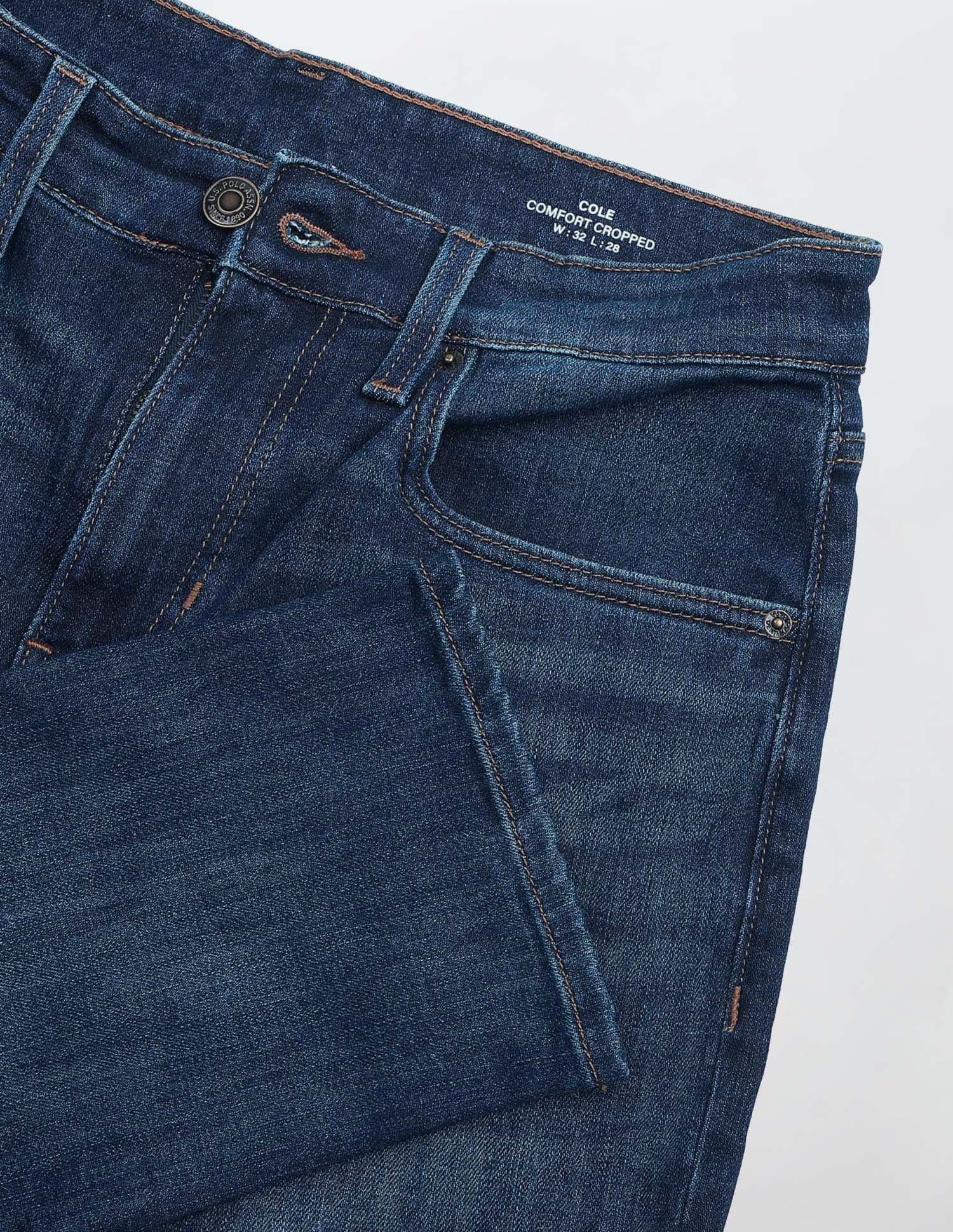 Cole Comfort Cropped Fit Blue Jeans Mid Blue - U.S. Polo Assn. India | Large