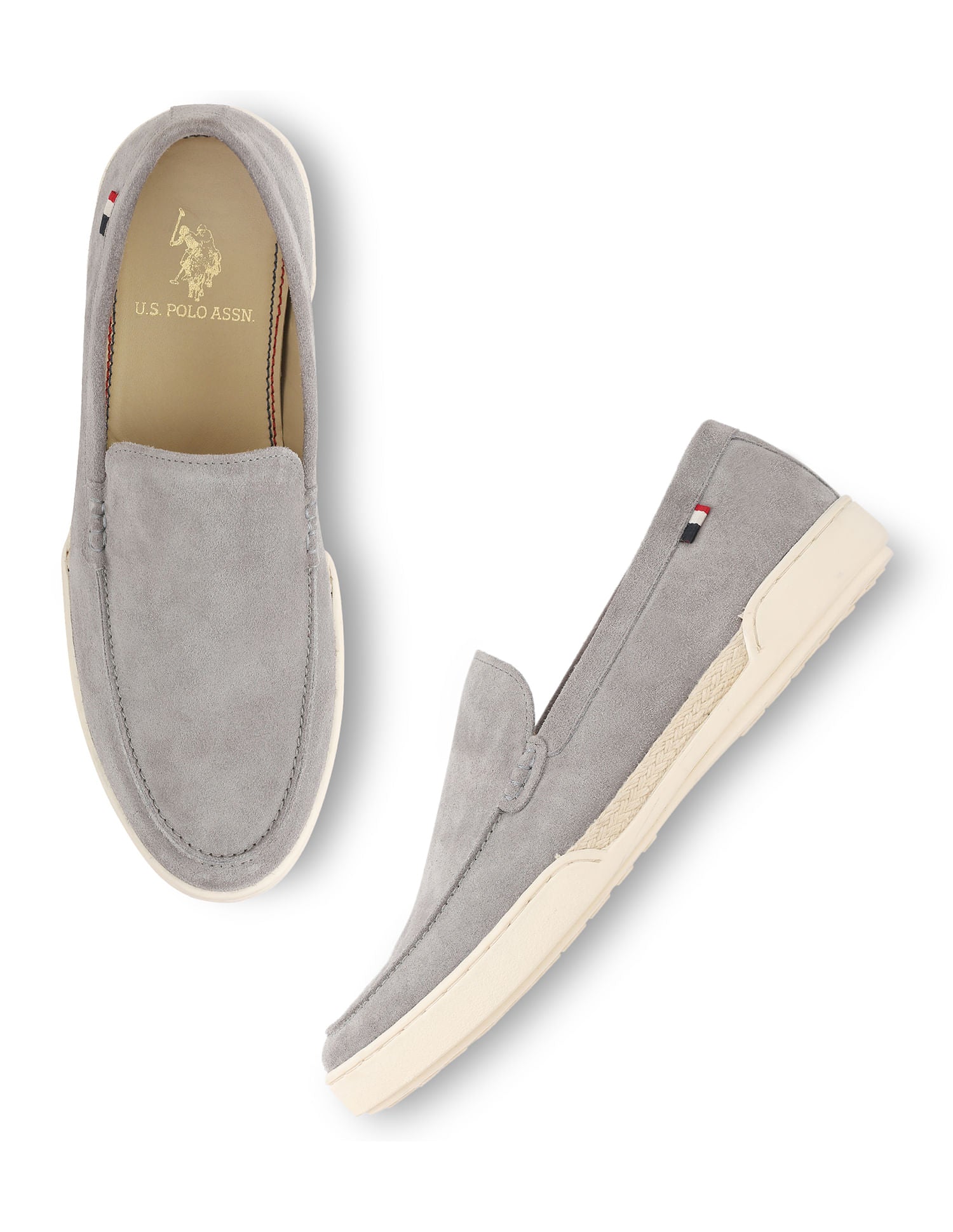 Men Fend Leather Loafers Grey - U.S. POLO ASSN. | Large