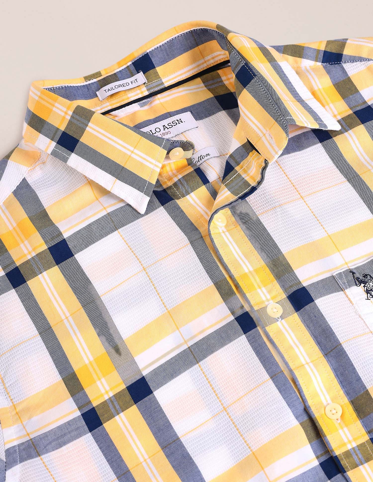 Tailored Regular Fit Check Shirt Yellow - U.S. Polo Assn. India | Large
