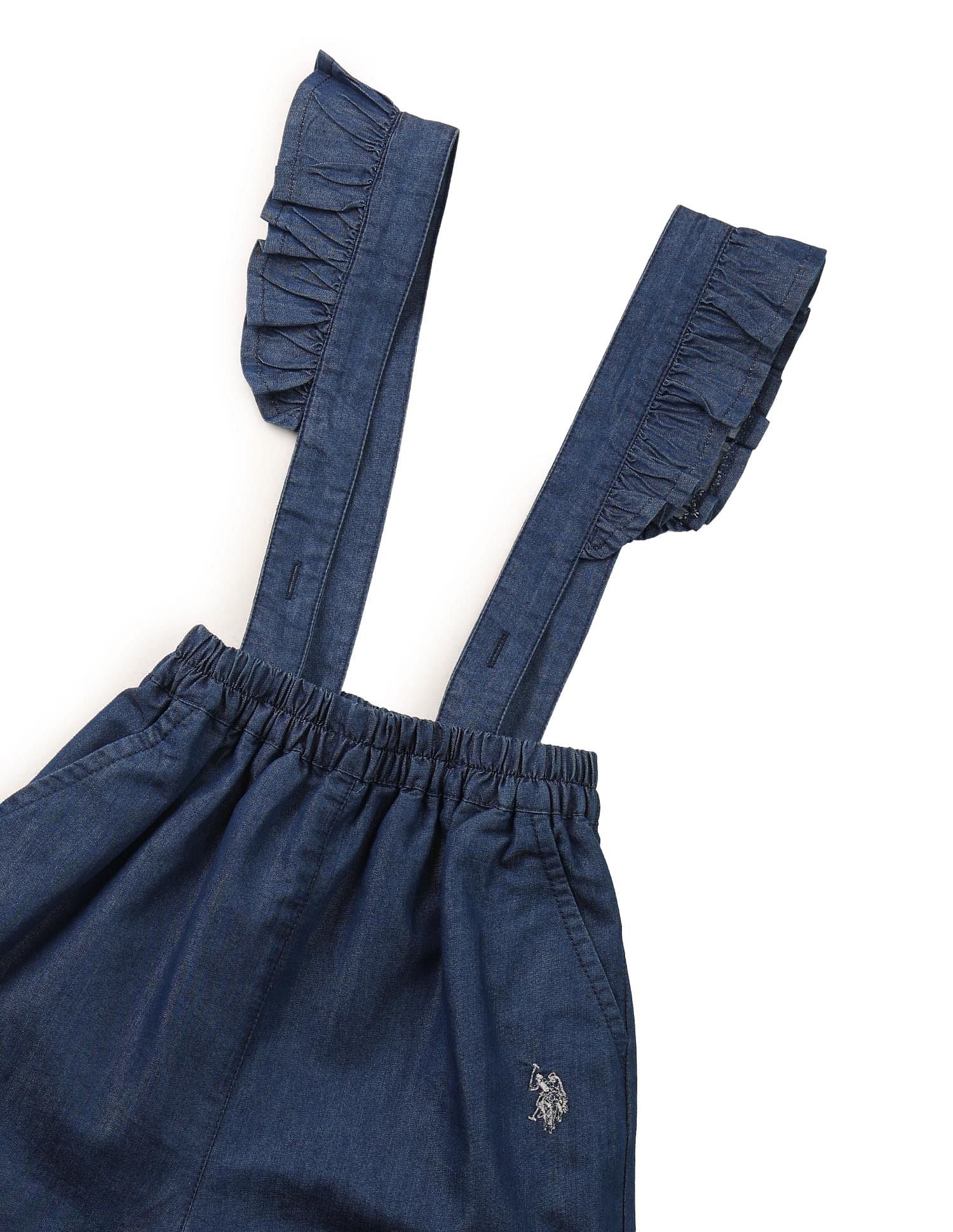 Girls Denim Dungaree Dress Indigo - U.S. POLO ASSN. | Large