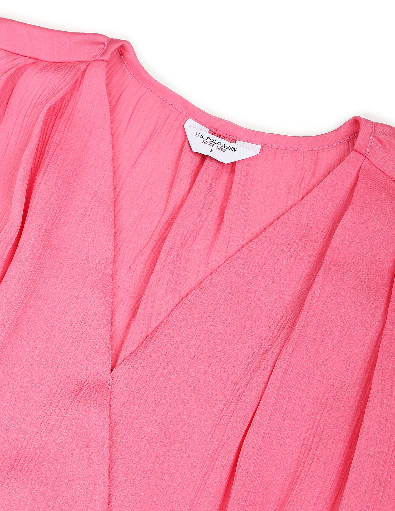 V-Neck Textured Midi Dress Pink - U.S. POLO ASSN. | Large