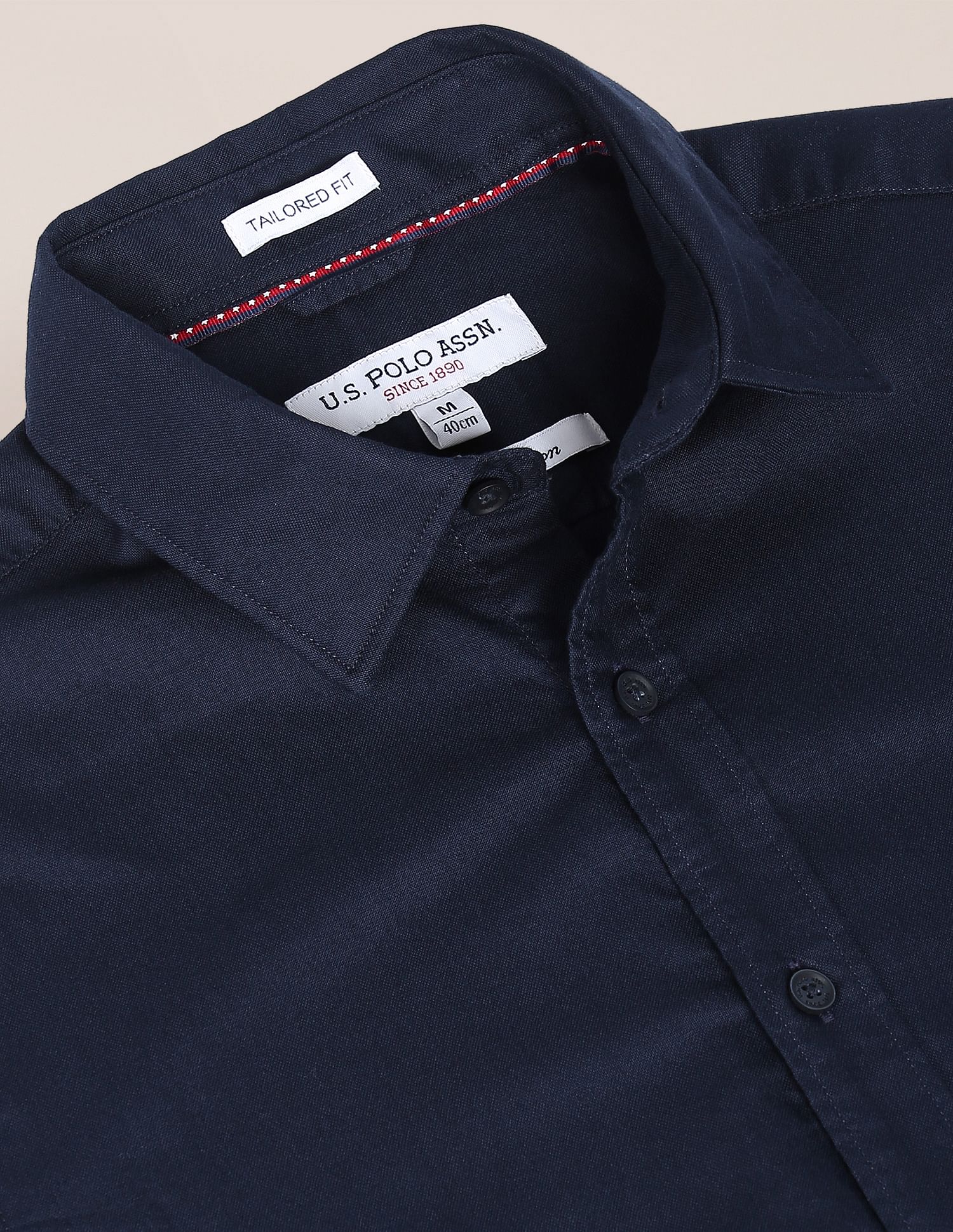 Pure Cotton Solid Casual Shirt Navy - U.S. POLO ASSN. | Large