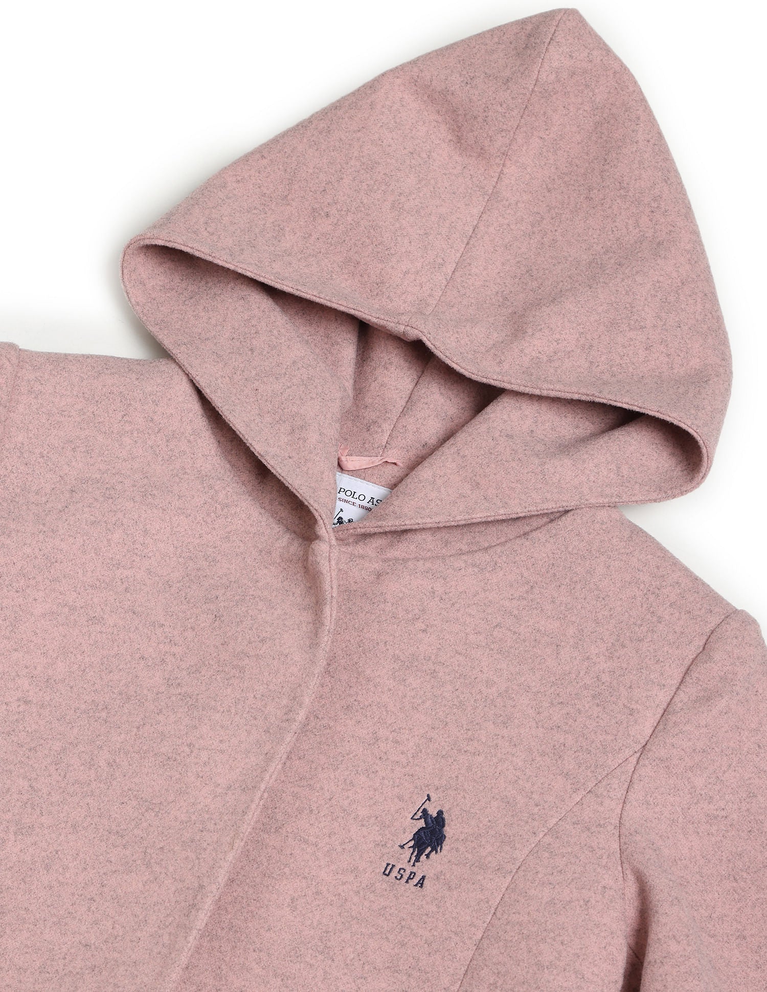 Longline Heathered Hooded Jacket Pink - U.S. POLO ASSN. | Large