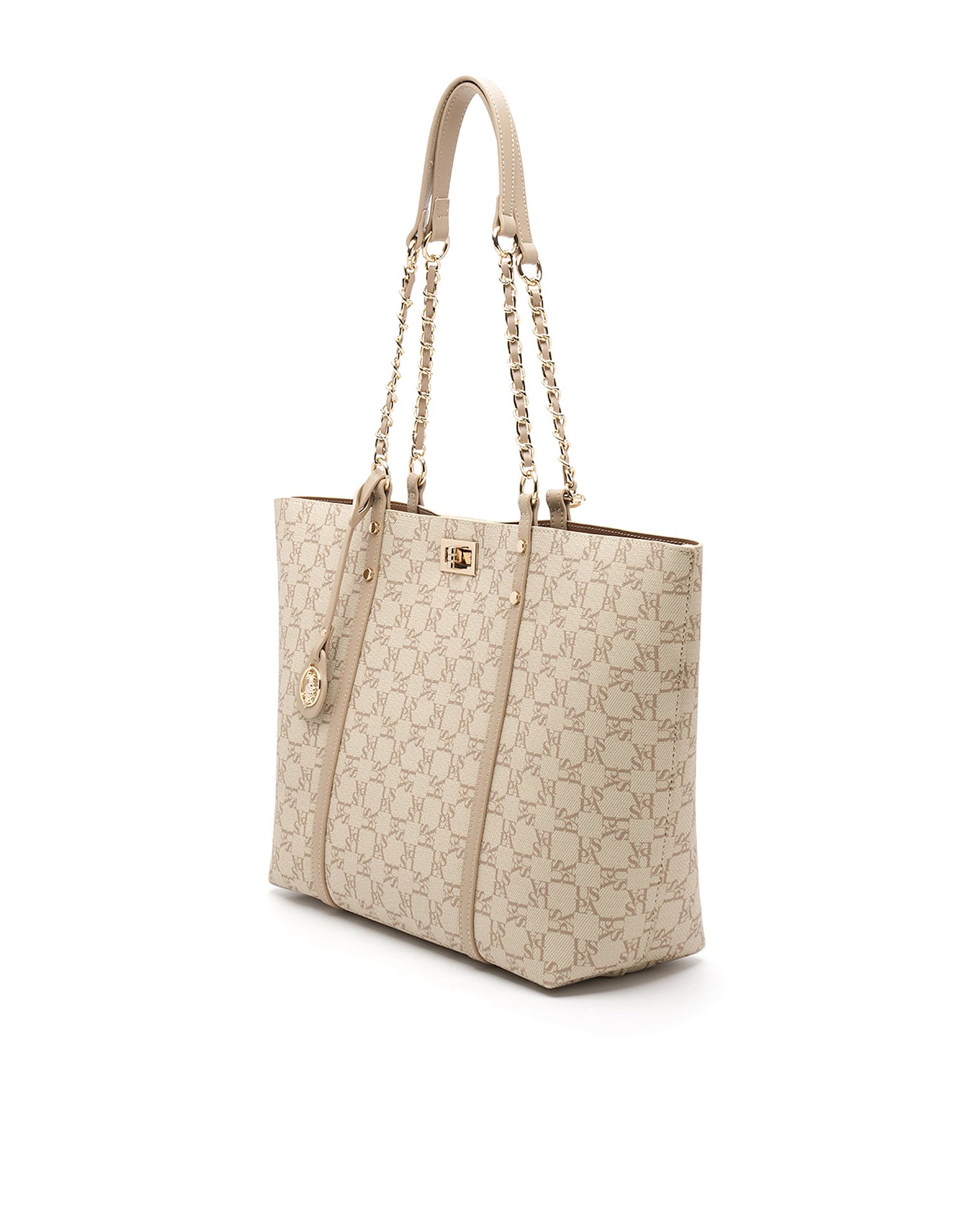 Kylie Monogram Tote Bag Beige - U.S. POLO ASSN. | Large