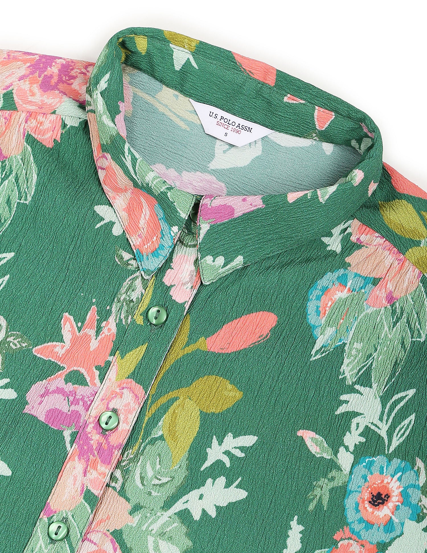 Floral Print Spread Collar Shirt Green - U.S. Polo Assn. India | Large