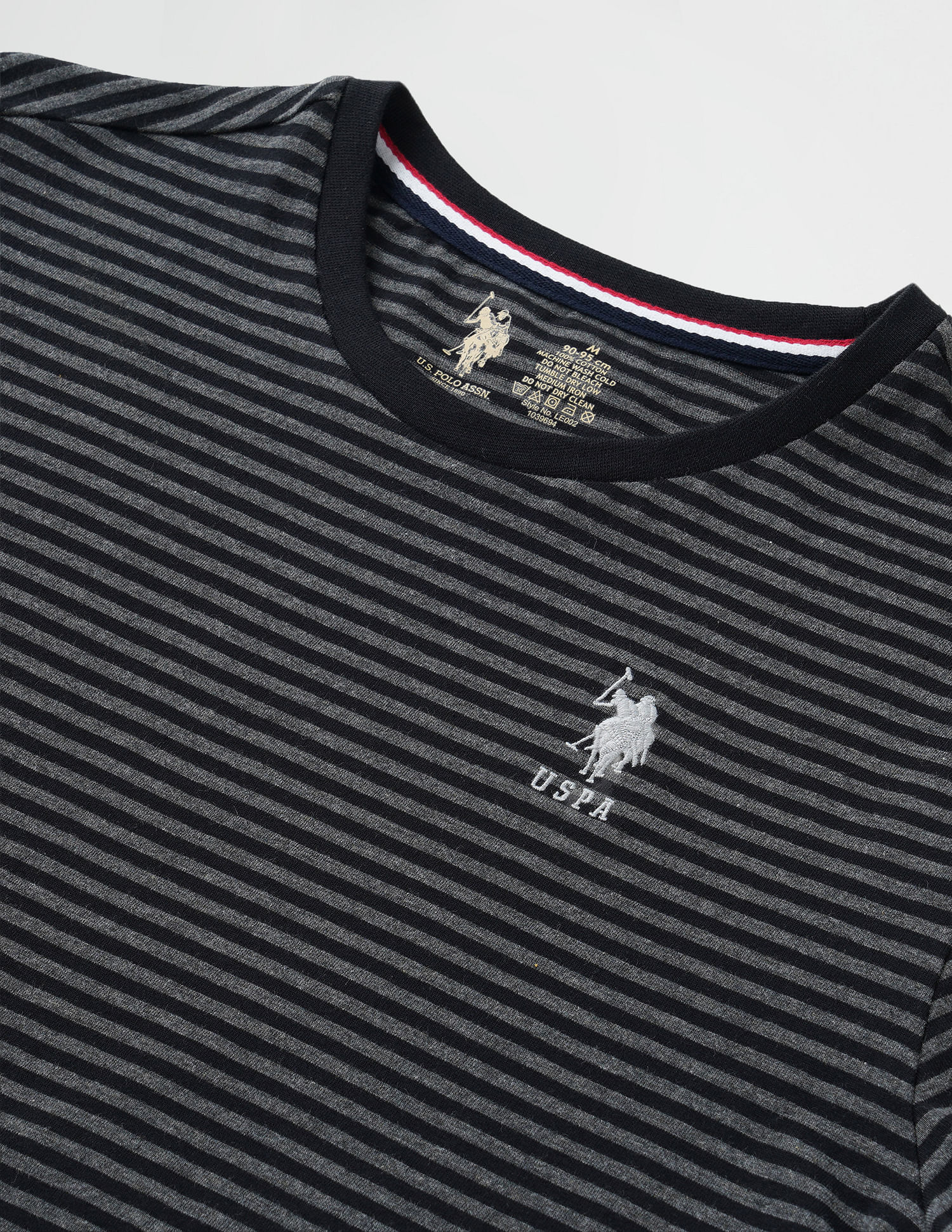 Yarn Dyed Stripe Cotton LE002 Lounge T-Shirt - Pack Of 1 Black and Grey - U.S. POLO ASSN. | Large