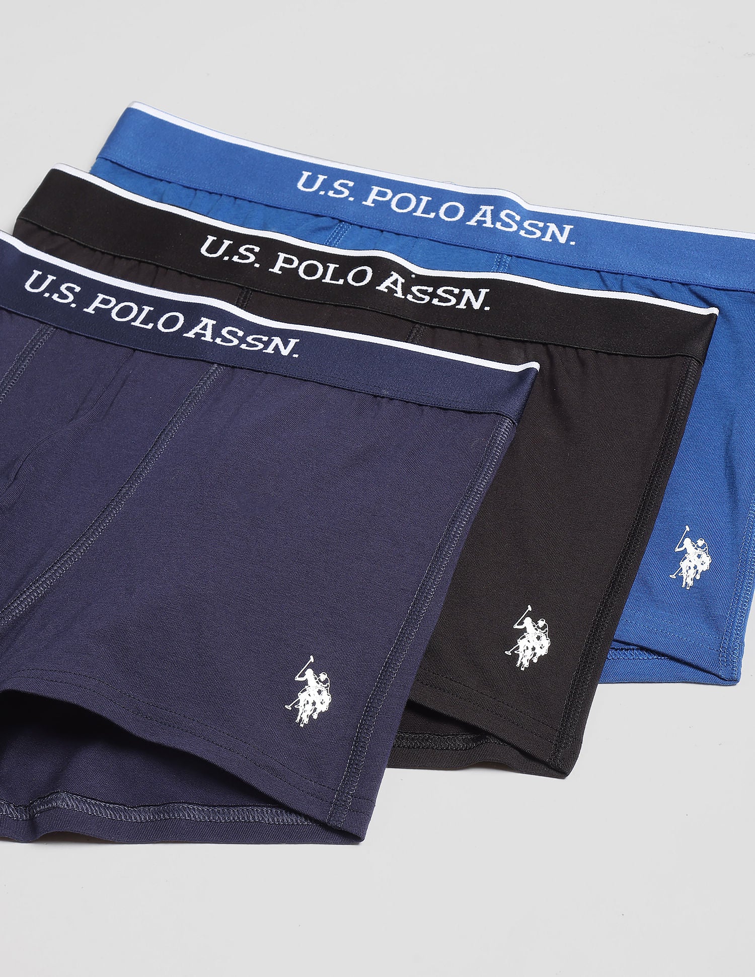 Mid Rise ET004 Trunks - Pack Of 3 Black, Blue And Navy - U.S. POLO ASSN. | Large