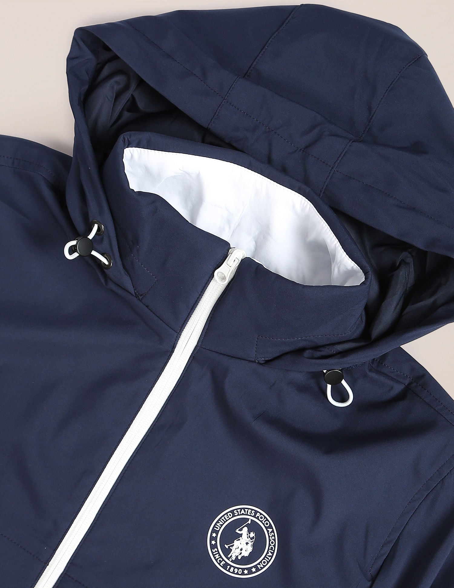 Brand Print Detachable Hood Casual Jacket Navy - U.S. POLO ASSN. | Large