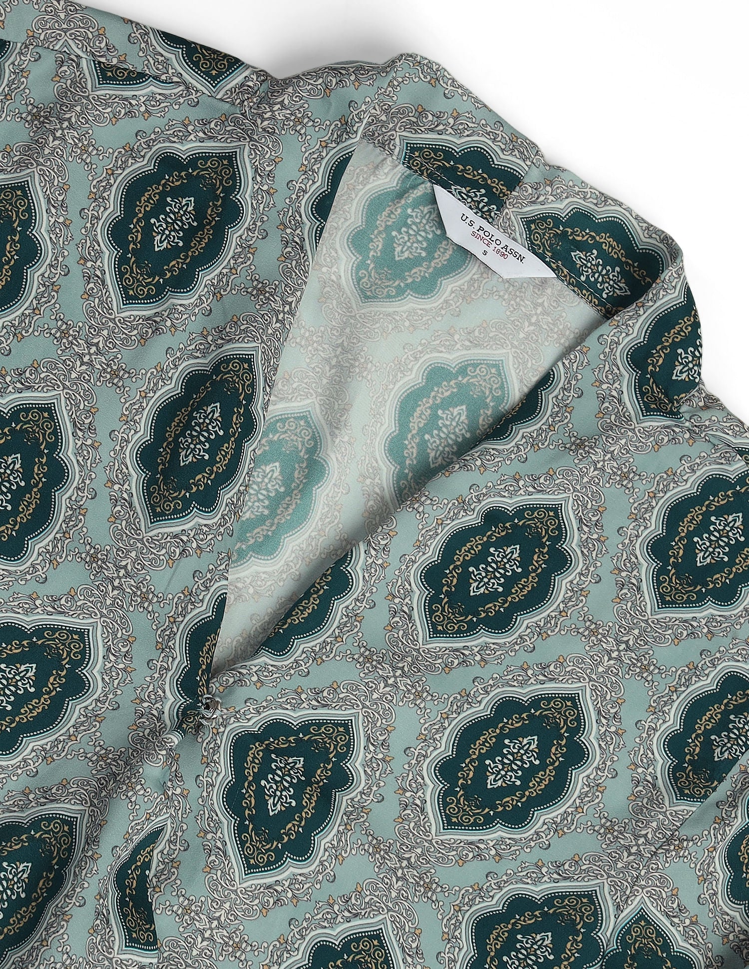 Motif Print Satin Wrap Top Blue - U.S. POLO ASSN. | Large