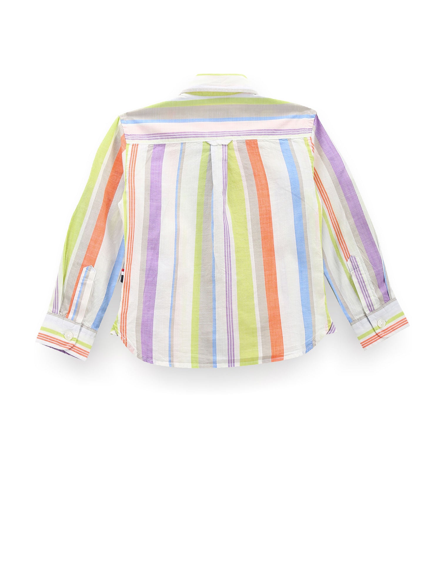 Boys Vertical Stripe Cotton Shirt White, Orange and Purple - U.S. Polo Assn. India | Large