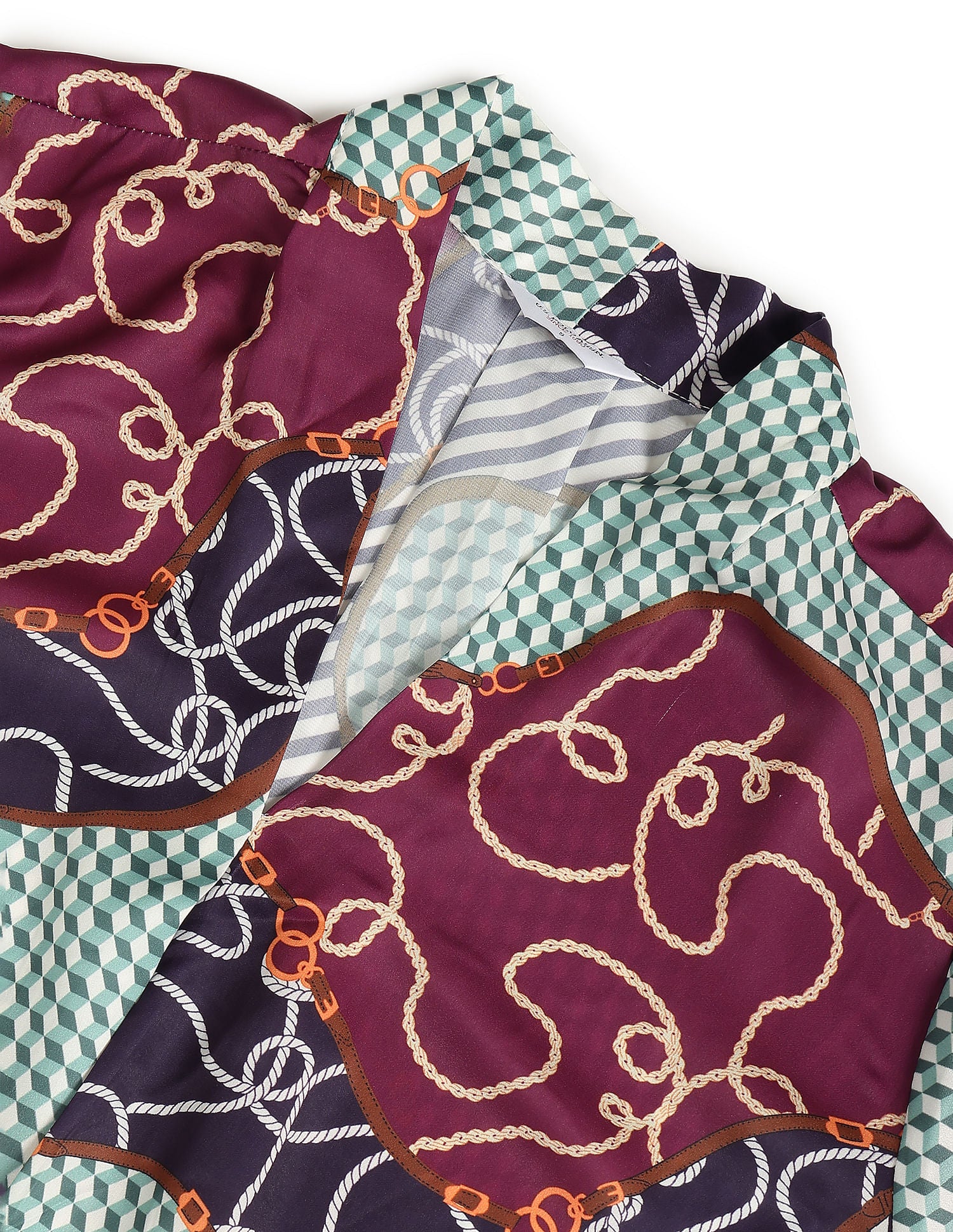 Surplice Neck Graphic Print Top Green, Purple and Navy - U.S. Polo Assn. India | Large