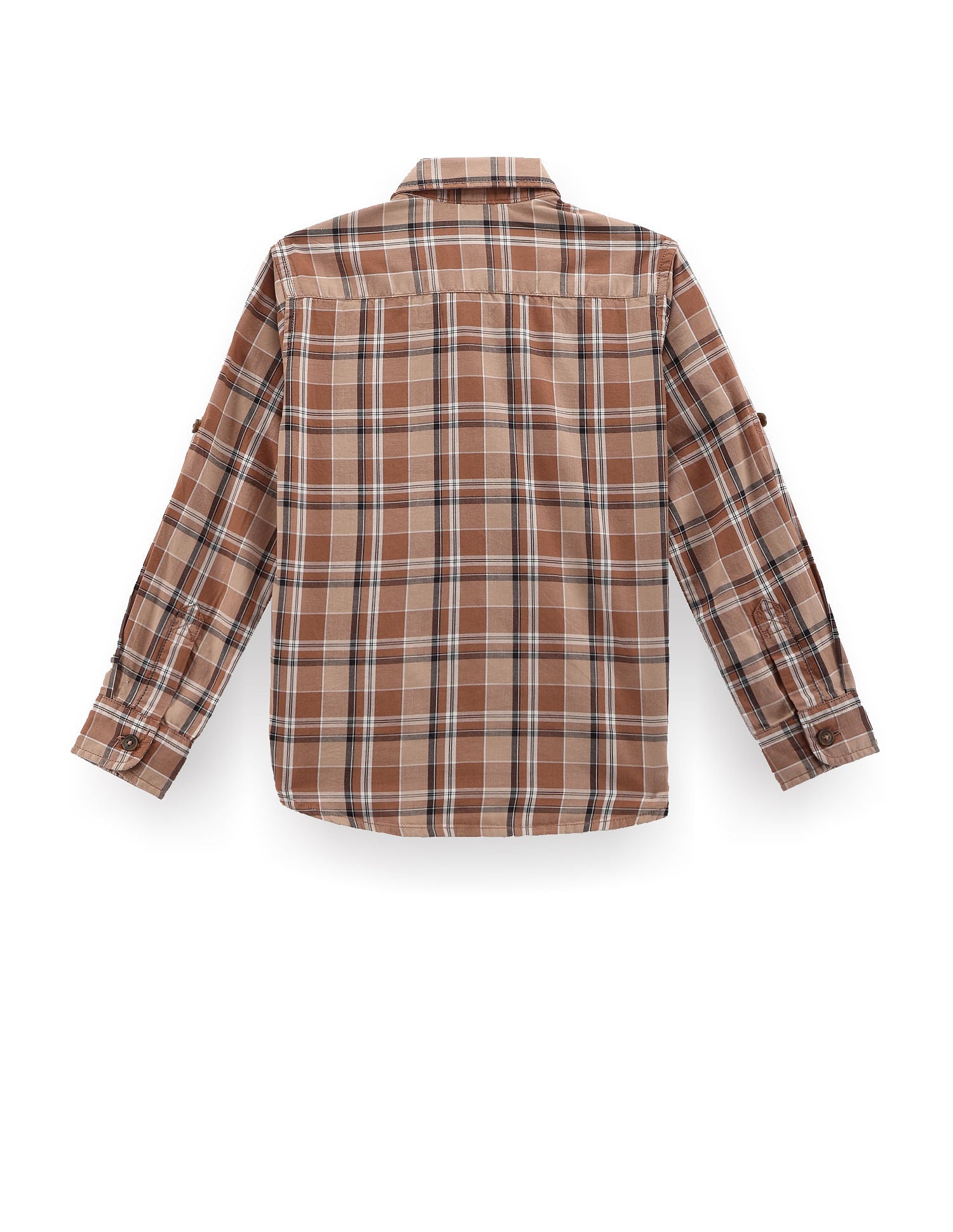 Boys Plaid Check Twill Shirt Light Brown - U.S. POLO ASSN. | Large