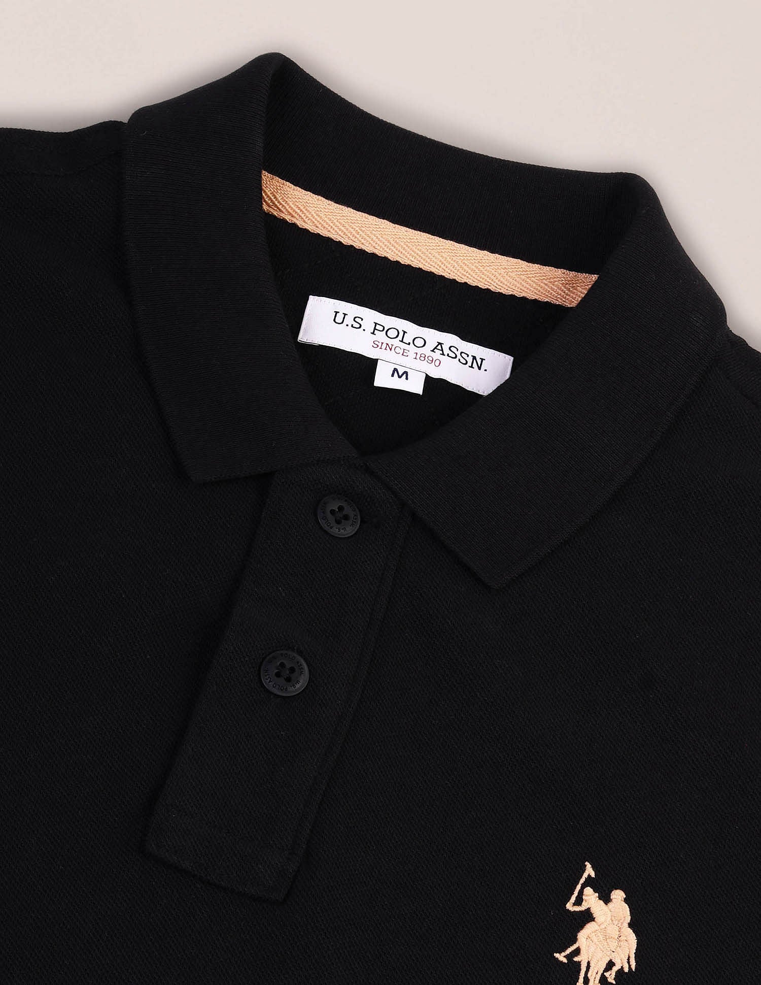Contrast Logo Slim Polo Shirt Black - U.S. Polo Assn. India | Large