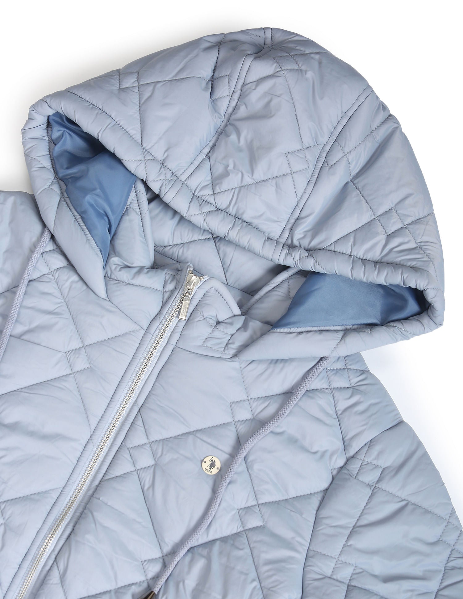 Solid Quilted Jacket Light Blue - U.S. Polo Assn. India | Large