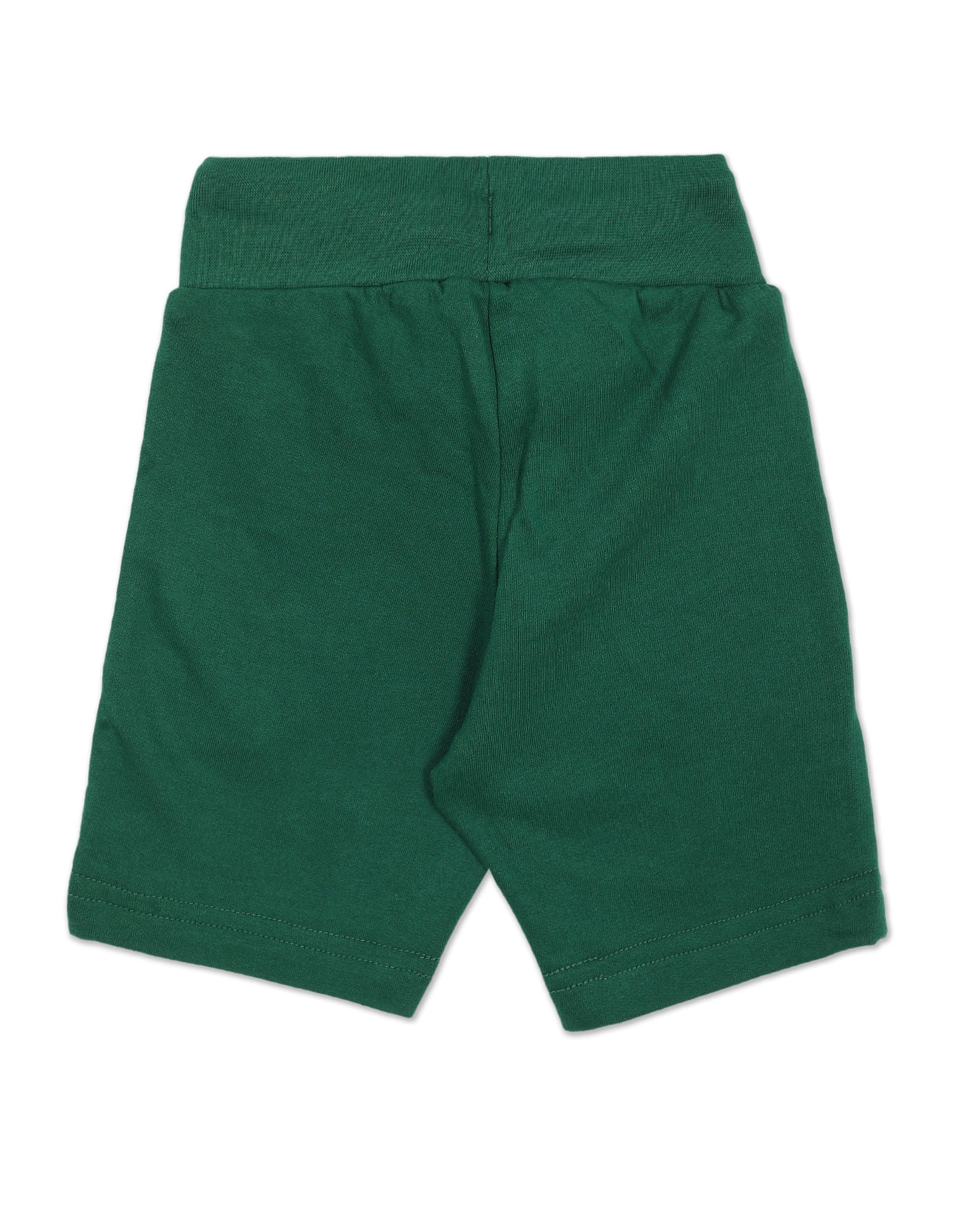 Boys Dark Green Elasticized Waist Brand Print Shorts Dark Green - U.S. Polo Assn. India | Large