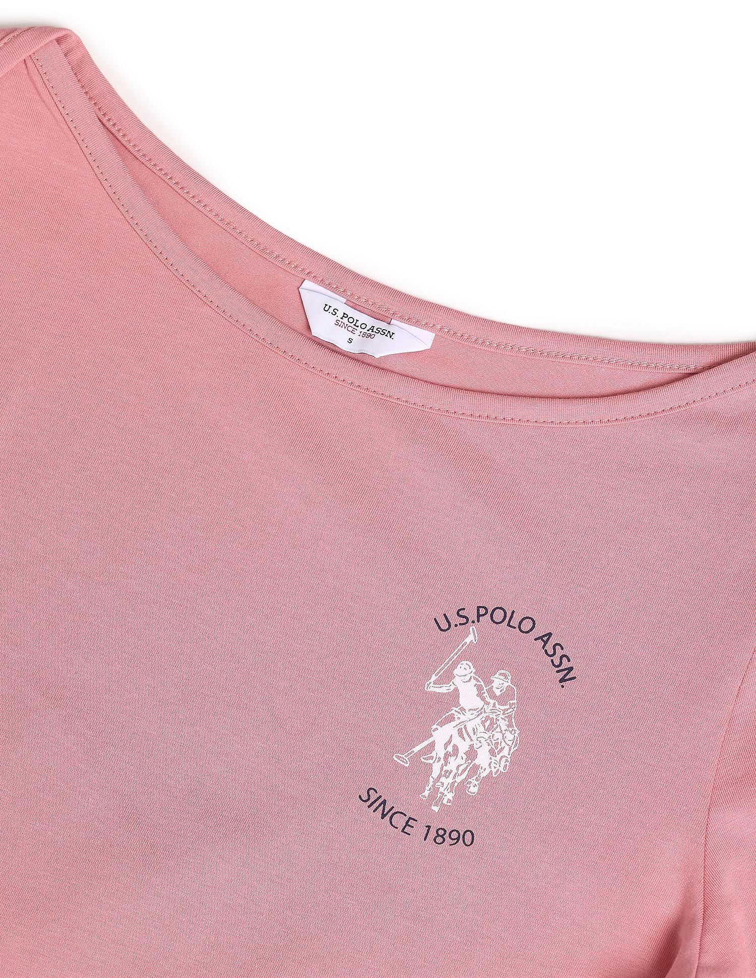 Three Quarter Sleeve Solid T-Shirt Pink - U.S. Polo Assn. India | Large
