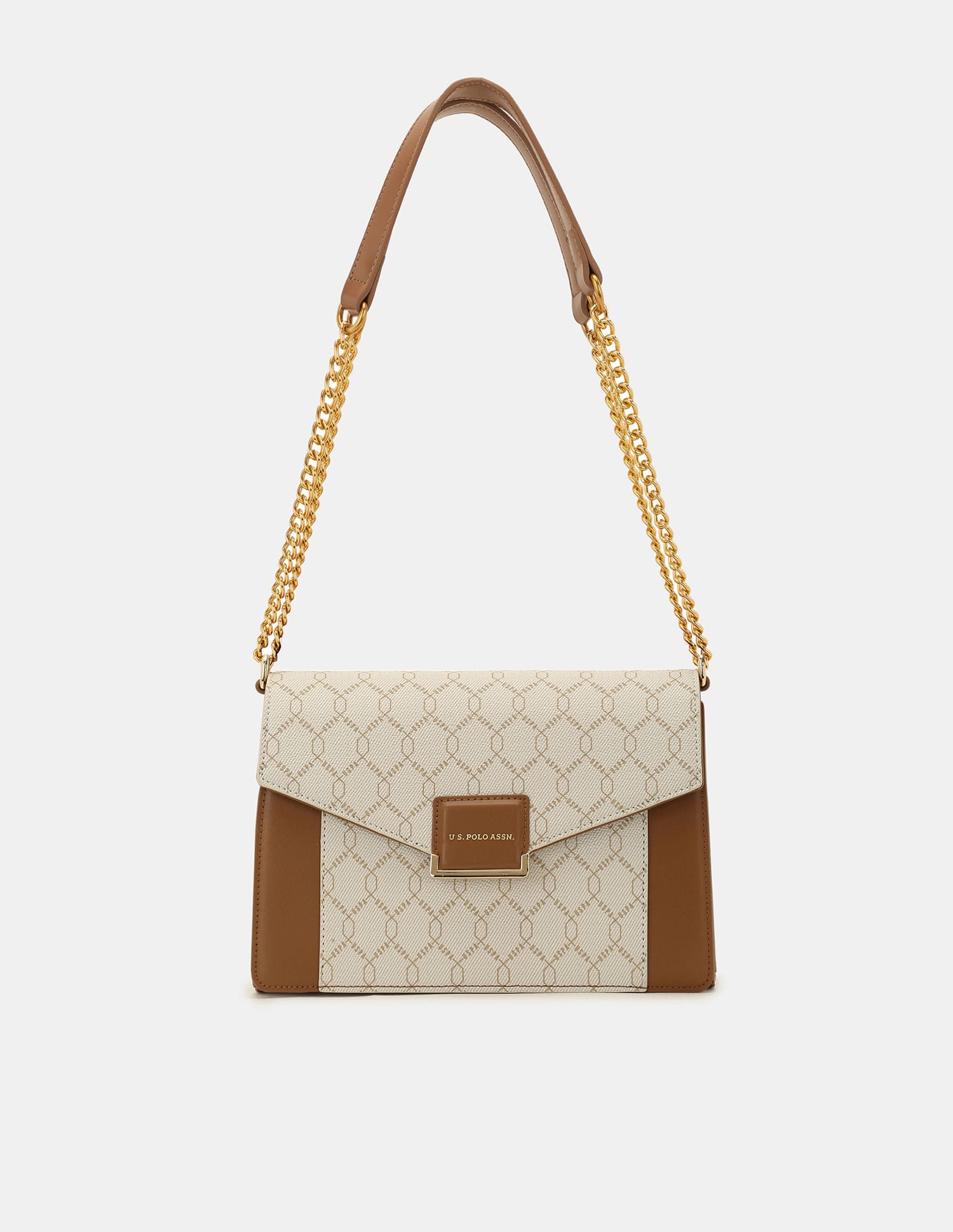 Women Birdy Sling Bag with Monogram Print Beige - U.S. POLO ASSN. | Large