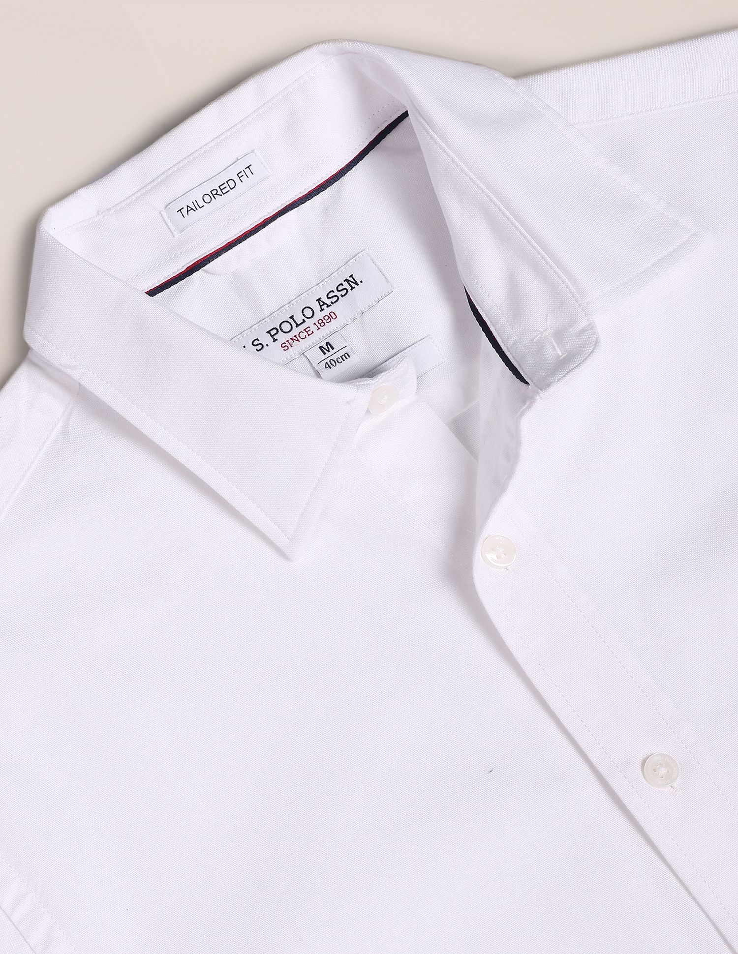 Cotton Oxford Solid Shirt White - U.S. Polo Assn. India | Large