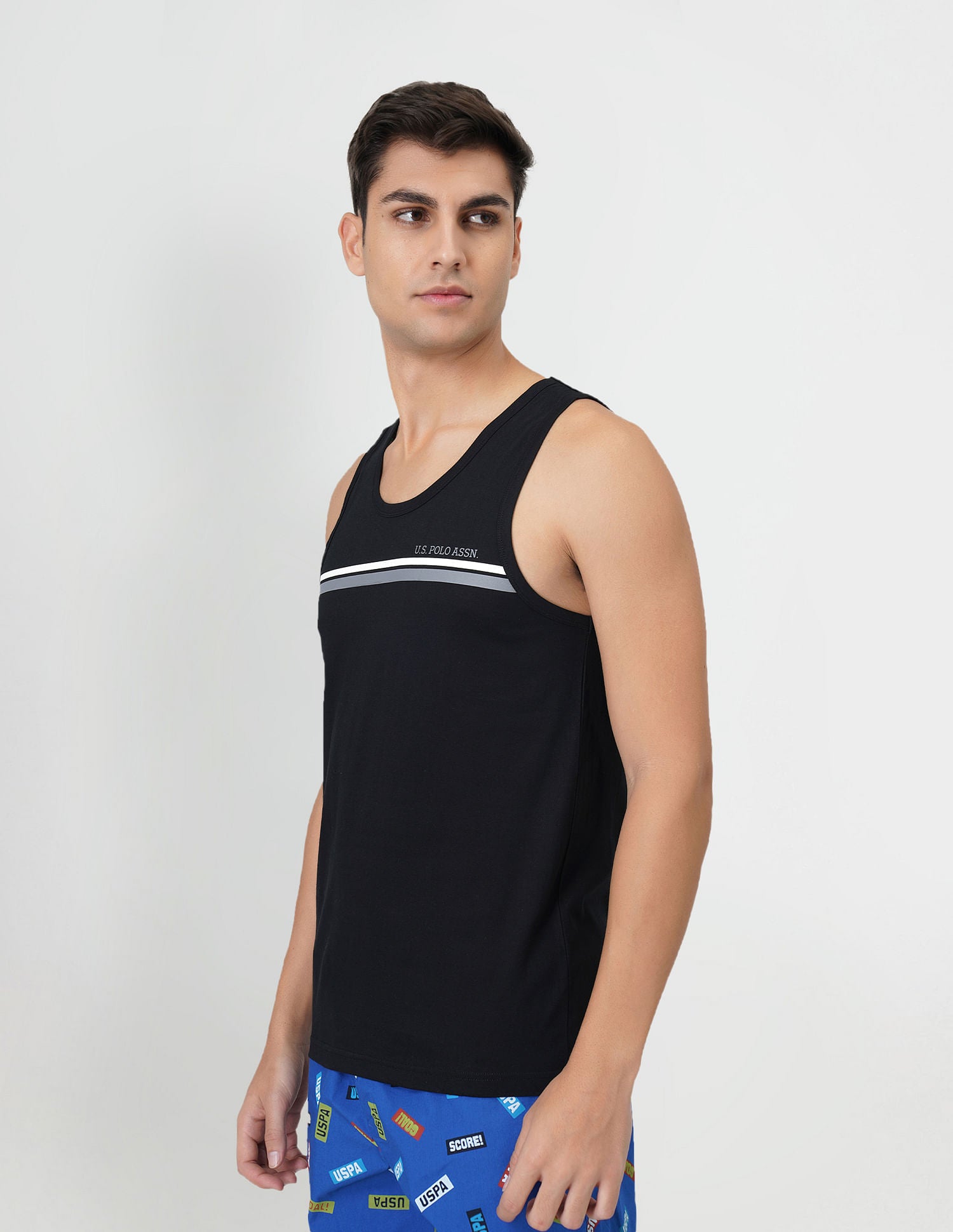 Striped Cotton EV005 Vest - Pack Of 1 Black - U.S. POLO ASSN. | Large