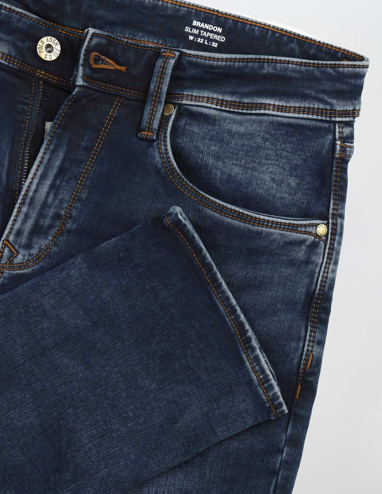 Brandon Slim Tapered Fit Blue Jeans Med Blue - U.S. POLO ASSN. | Large