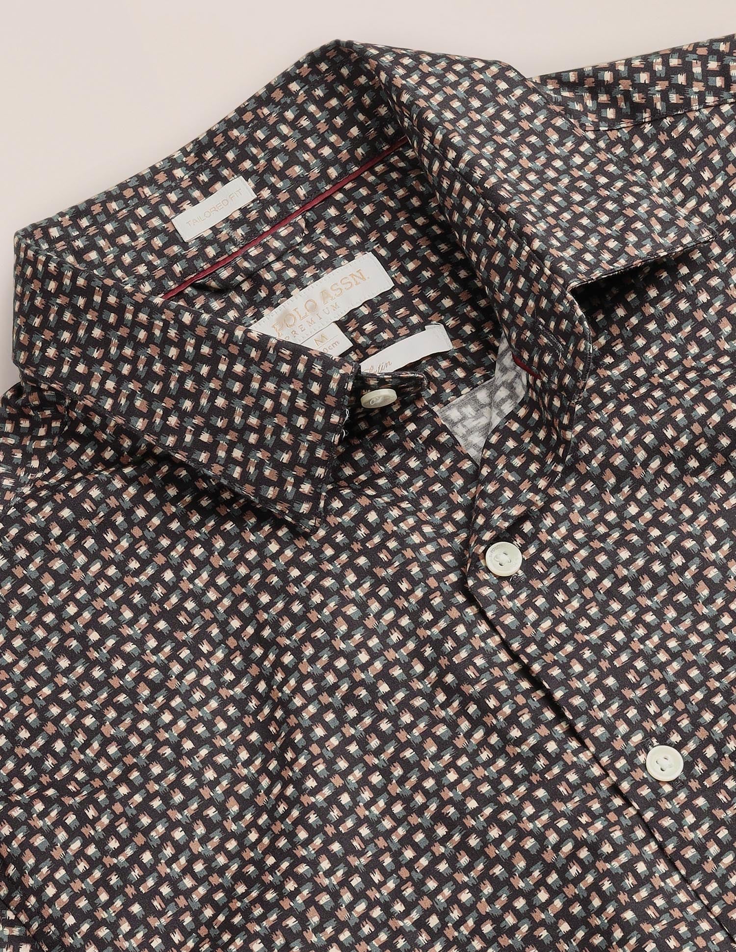 Graphic Print Sateen Shirt Navy - U.S. Polo Assn. India | Large