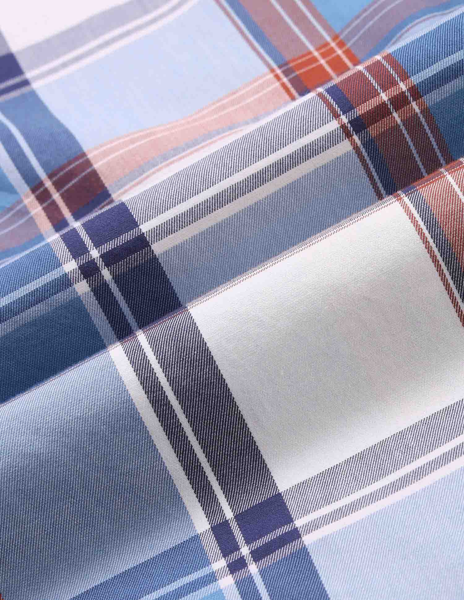 Grid Tattersall Checked Tailored Fit Shirt Medium Blue - U.S. Polo Assn. India | Large