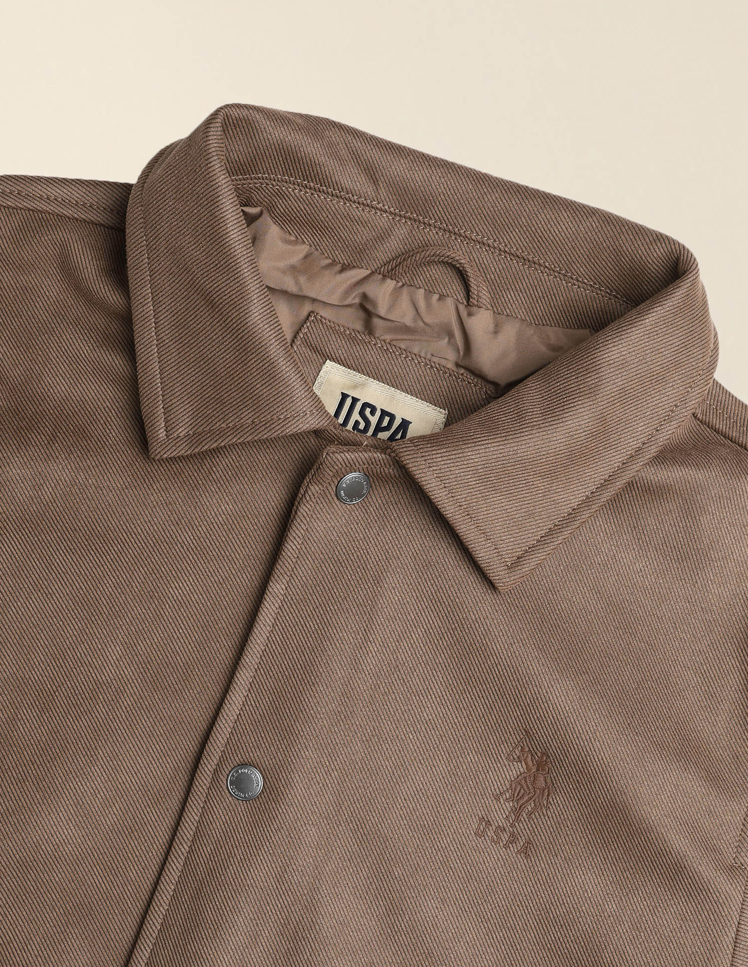 Solid Regular Fit Bomber Jacket Brown - U.S. Polo Assn. India | Large
