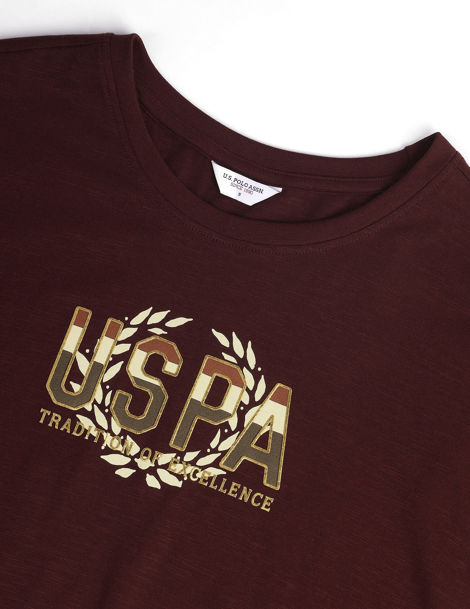 Brand Print Cotton Slub T-Shirt Maroon - U.S. POLO ASSN. | Large