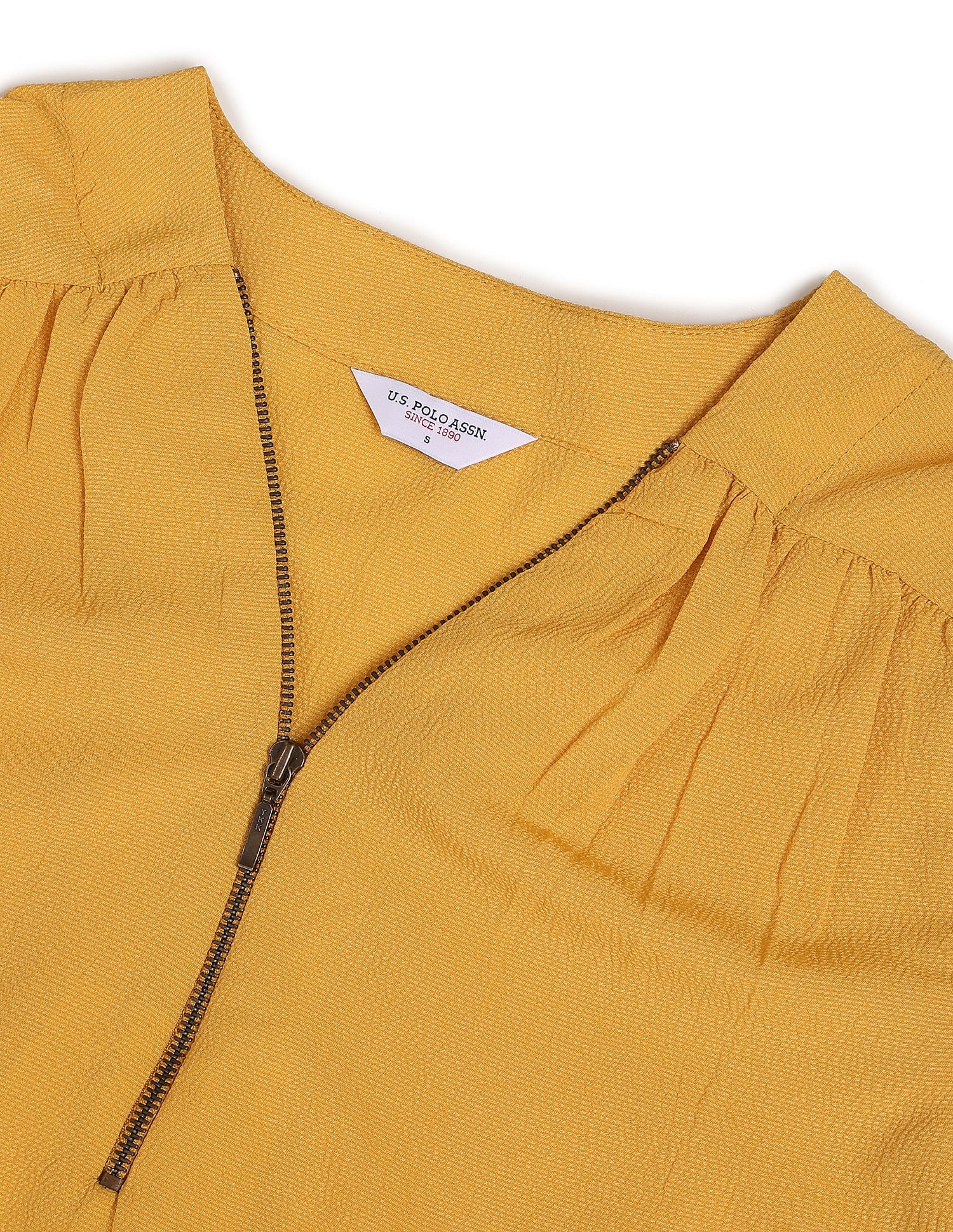Three Quarter Sleeve Solid Top Yellow - U.S. POLO ASSN. | Large