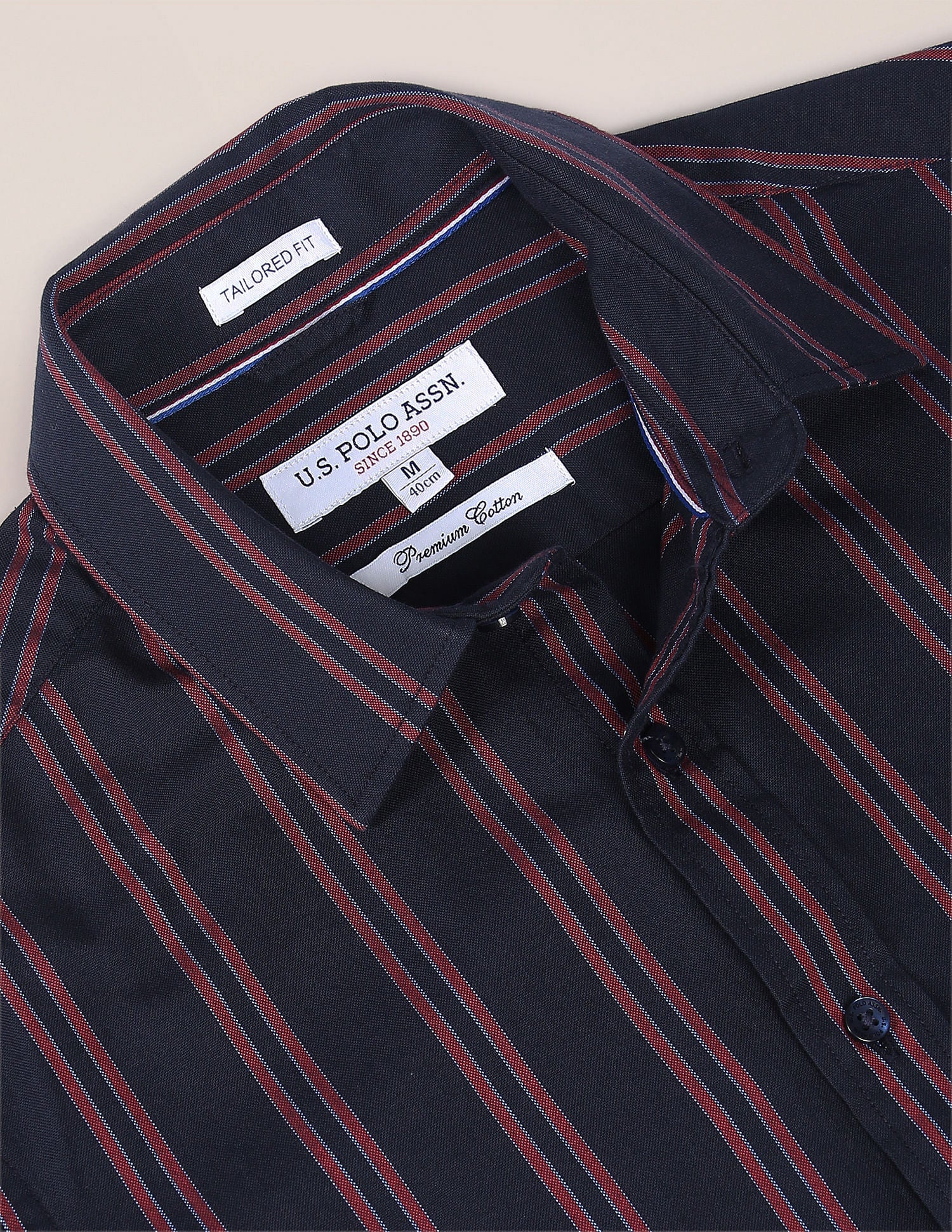 Iconic Oxford Stripe Shirt Navy - U.S. POLO ASSN. | Large