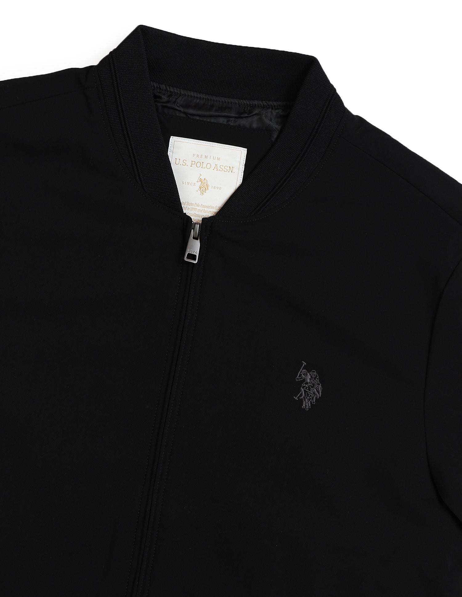 Solid Equestrian Aisle Theater Bomber Jacket Black - U.S. Polo Assn. India | Large