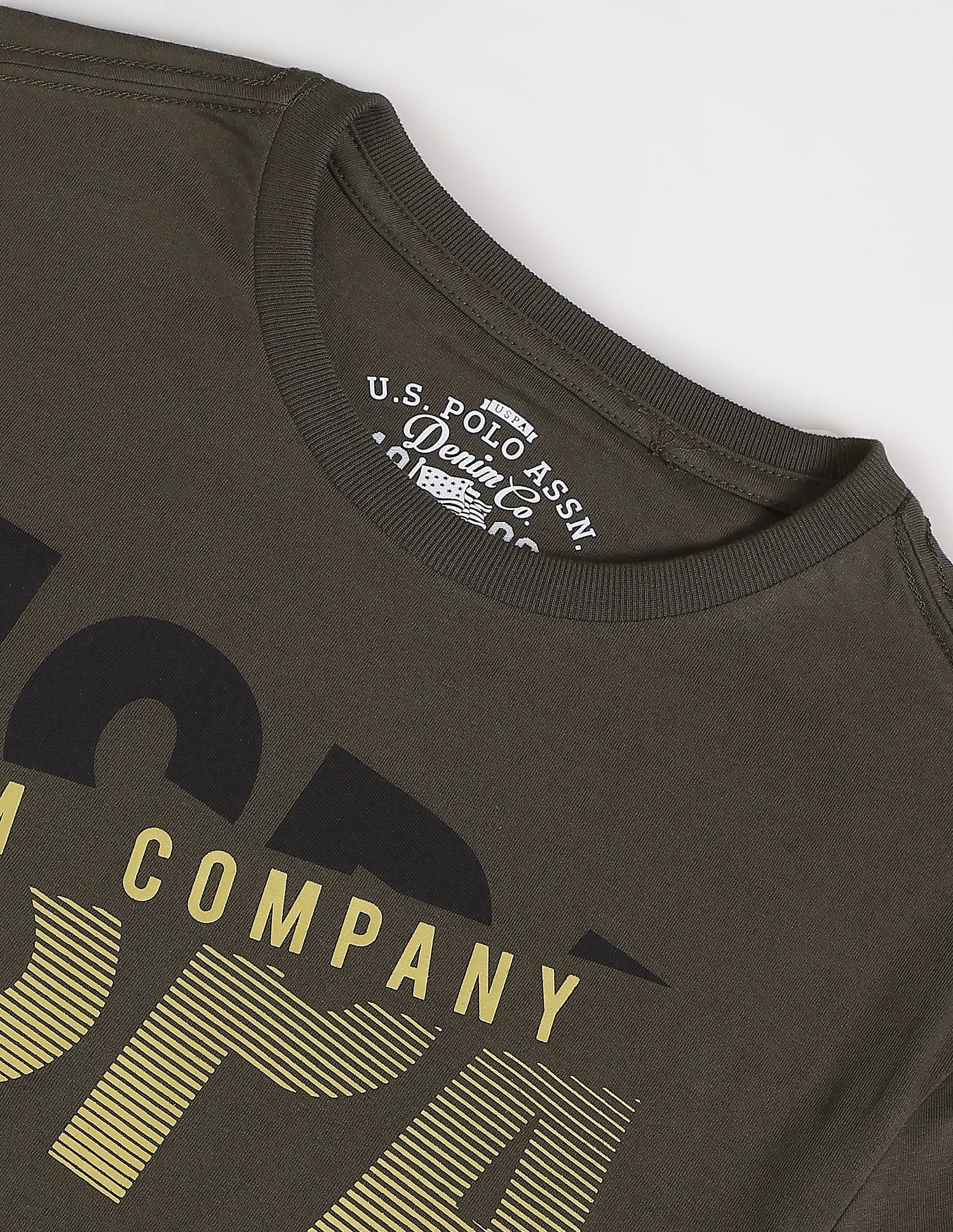 Crew Neck Brand Print T-Shirt Olive - U.S. Polo Assn. India | Large