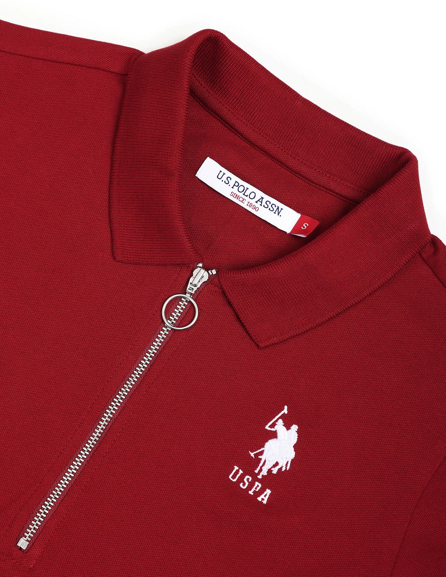 Zipper Placket Stretch Polo Shirt Maroon - U.S. POLO ASSN. | Large
