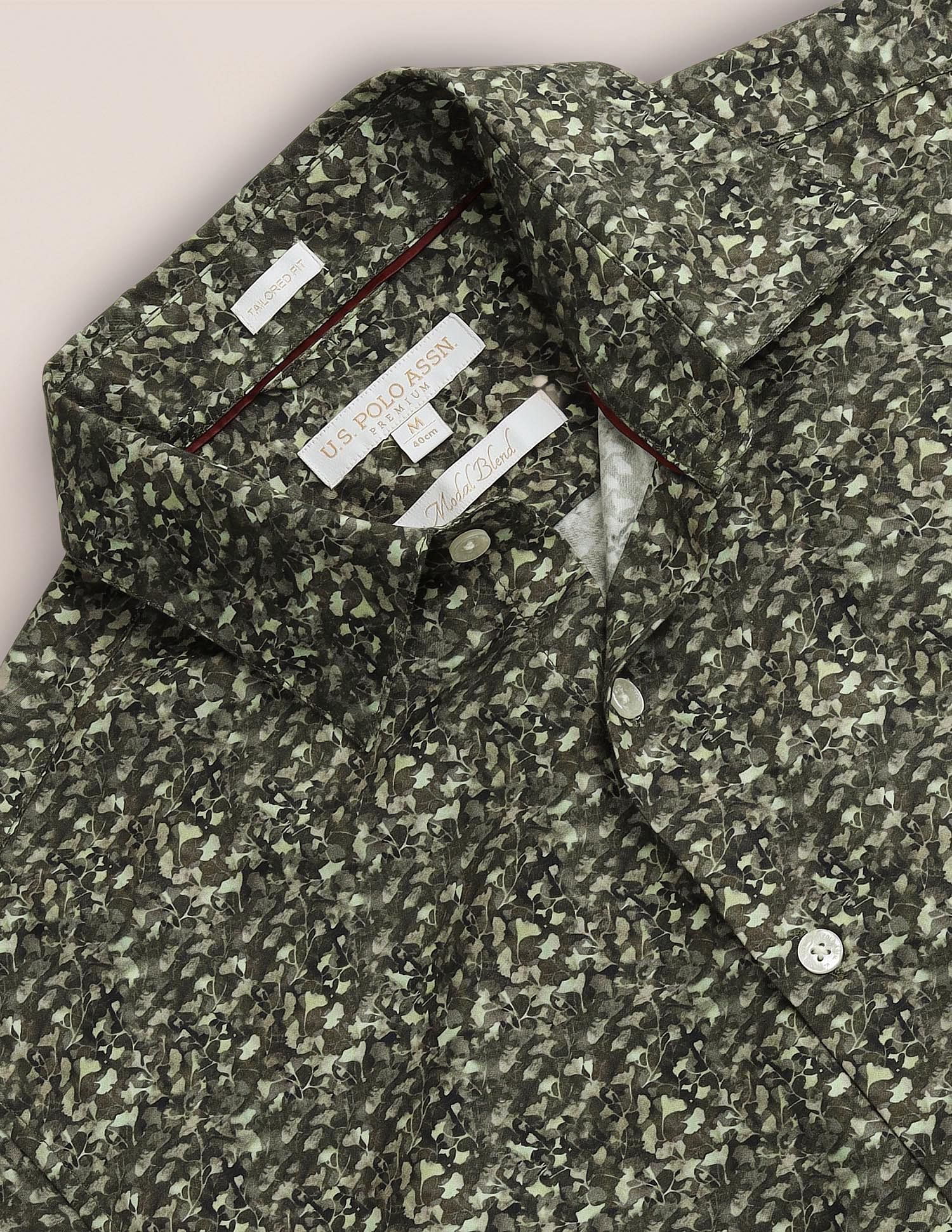 Floral Print Cotton Modal Shirt Green - U.S. Polo Assn. India | Large