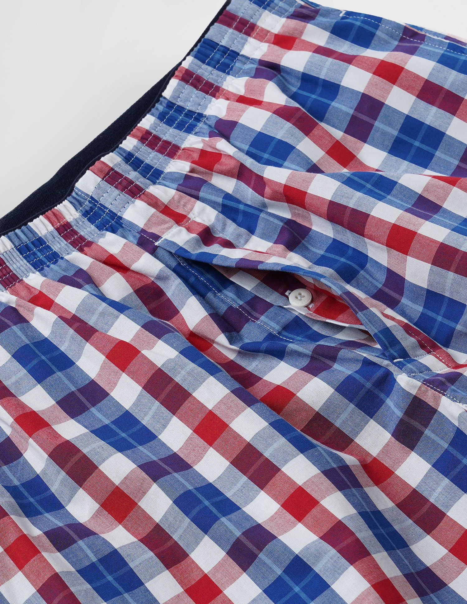 Checkered Cotton Twill EX002 Boxers - Pack Of 1 True Blue, White and Red - U.S. POLO ASSN. | Large