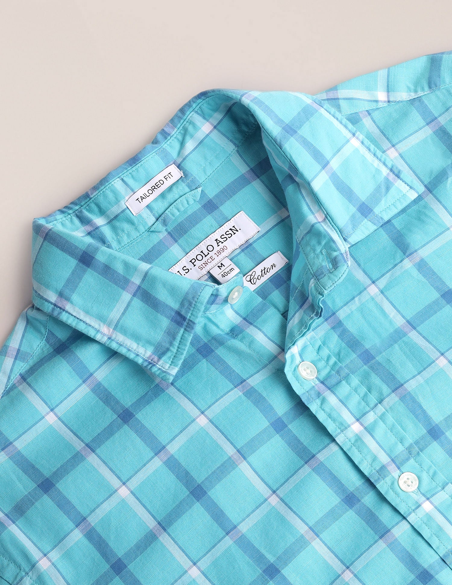 Dobby Tailored Fit Shirt Aqua - U.S. Polo Assn. India | Large