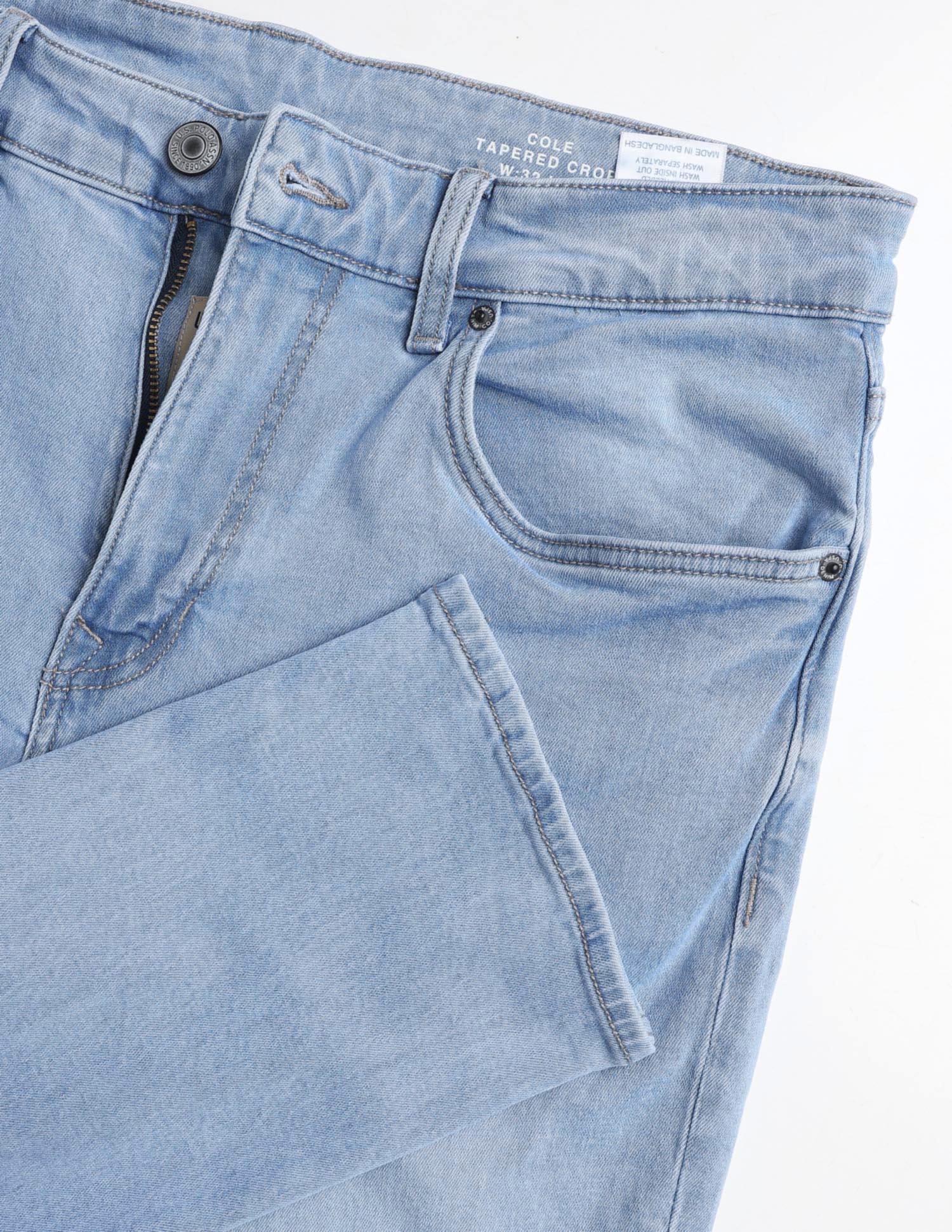 Cole Comfort Cropped Fit Blue Jeans Light Indigo - U.S. POLO ASSN. | Large