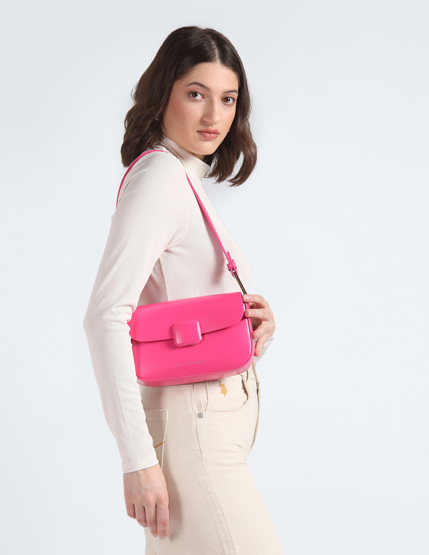 City Girl Solid Sling Bag Pink - U.S. POLO ASSN. | Large