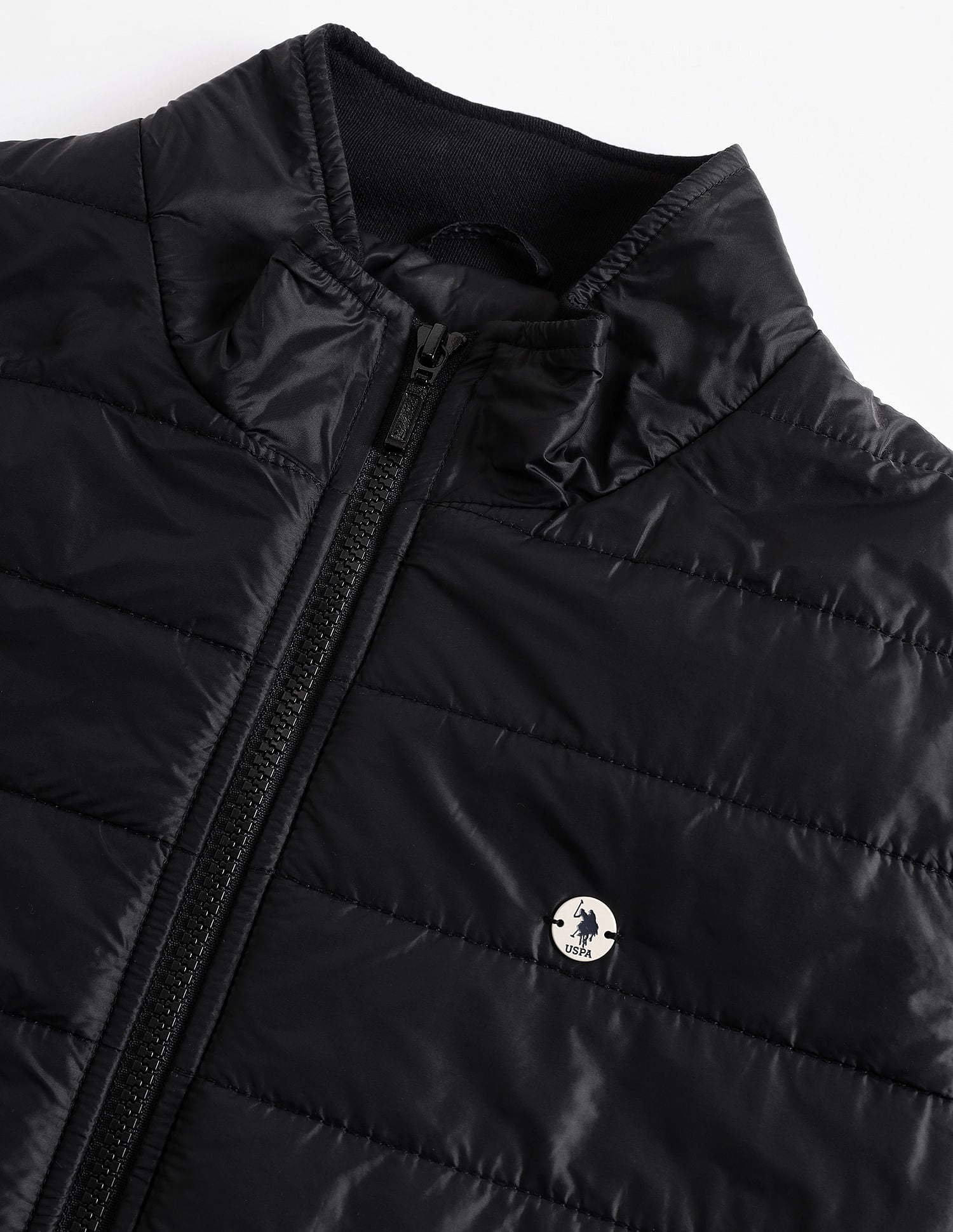 Panelled High Neck Jacket Black - U.S. Polo Assn. India | Large