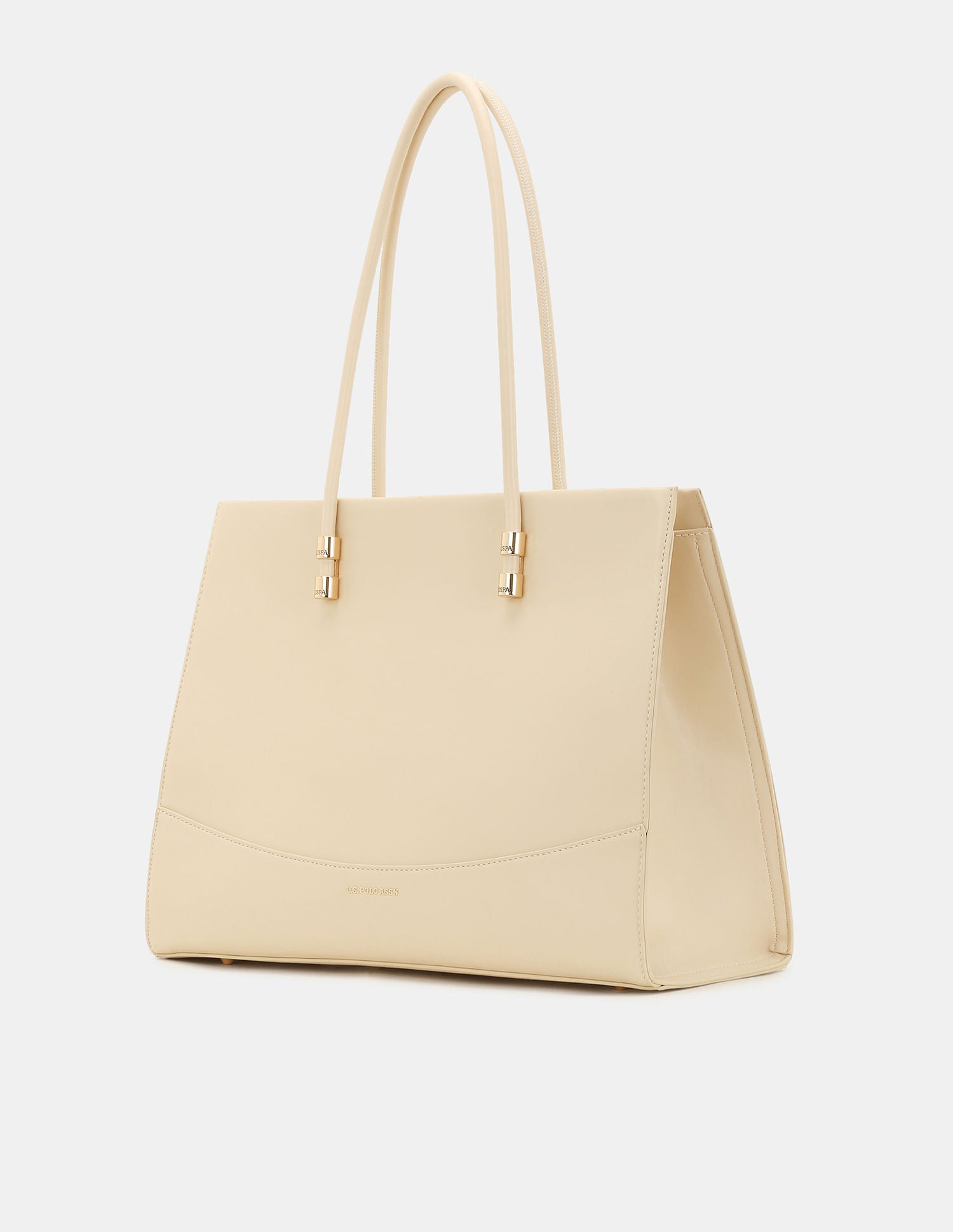 Women  Bella Tote Bag with Solid Finish Beige - U.S. POLO ASSN. | Large