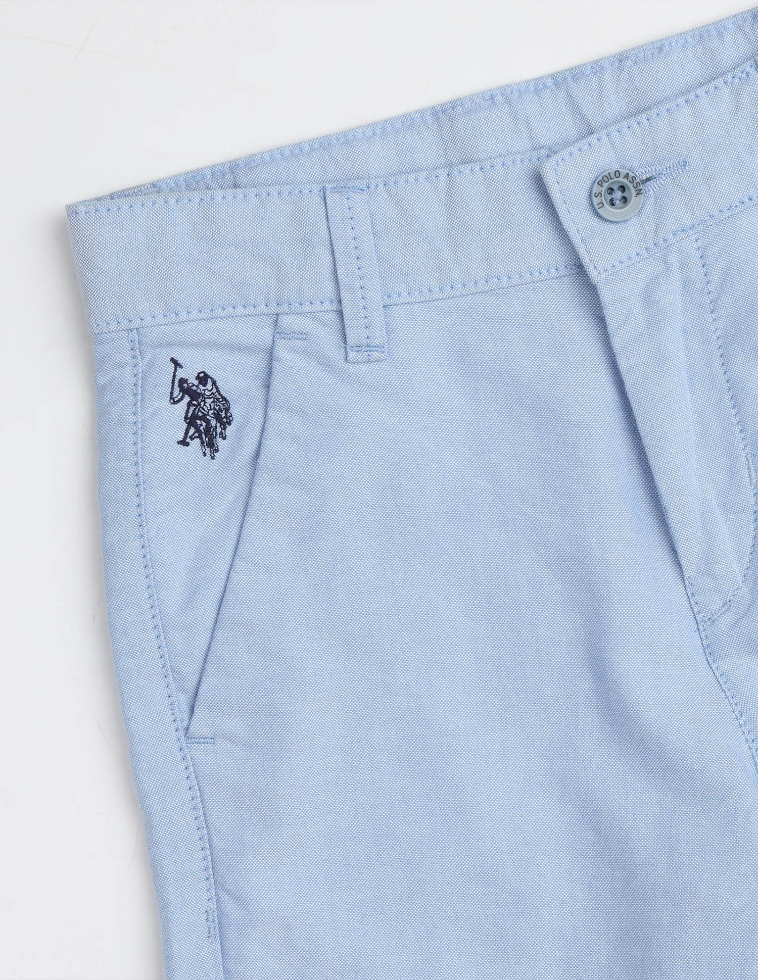 Solid Relaxed Fit Shorts Light Blue - U.S. Polo Assn. India | Large