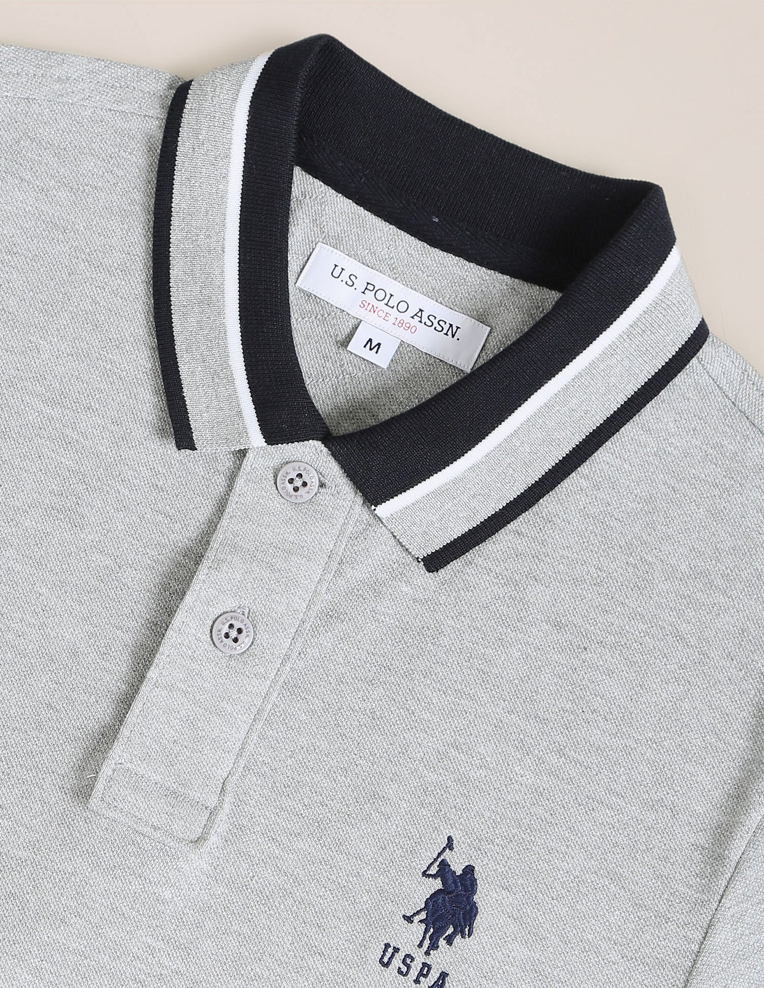 Heathered Slim Fit Polo Shirt Grey - U.S. Polo Assn. India | Large