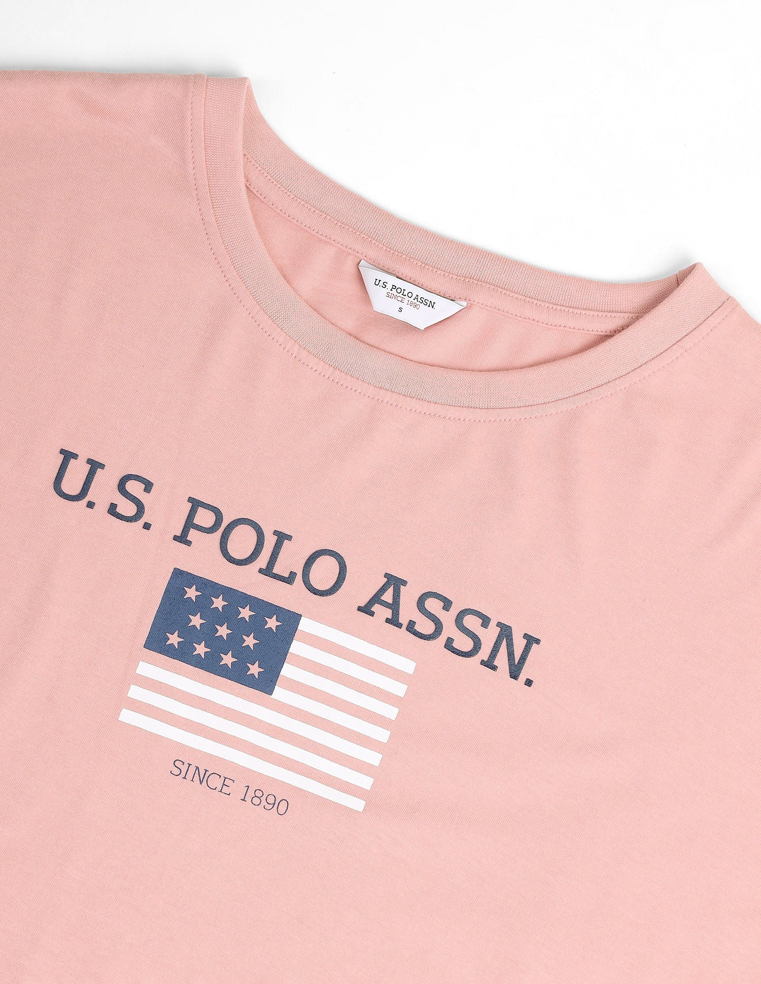 Drop Shoulder Pure Cotton T-Shirt Peach - U.S. POLO ASSN. | Large