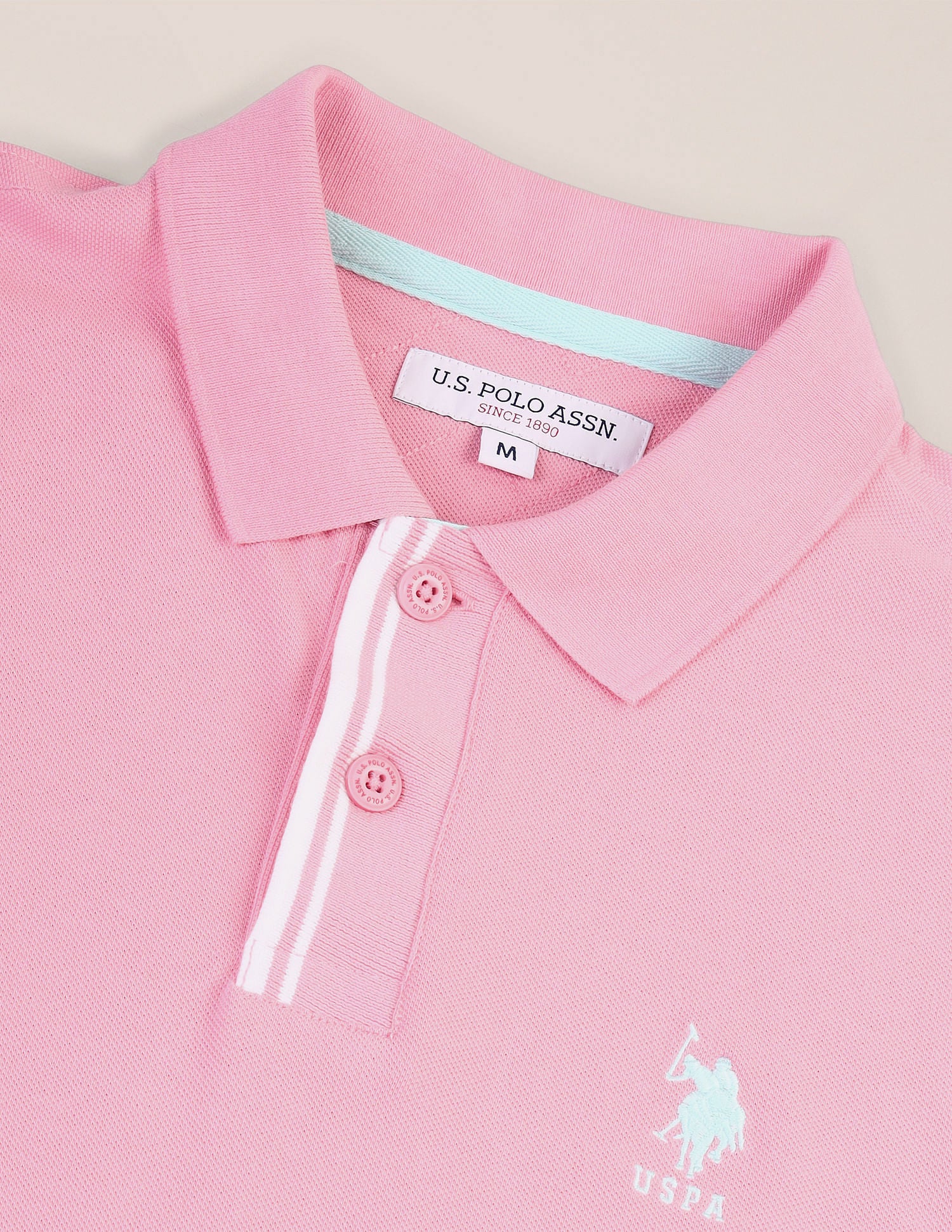 Tipped Placket Slim Polo Shirt Pink - U.S. Polo Assn. India | Large